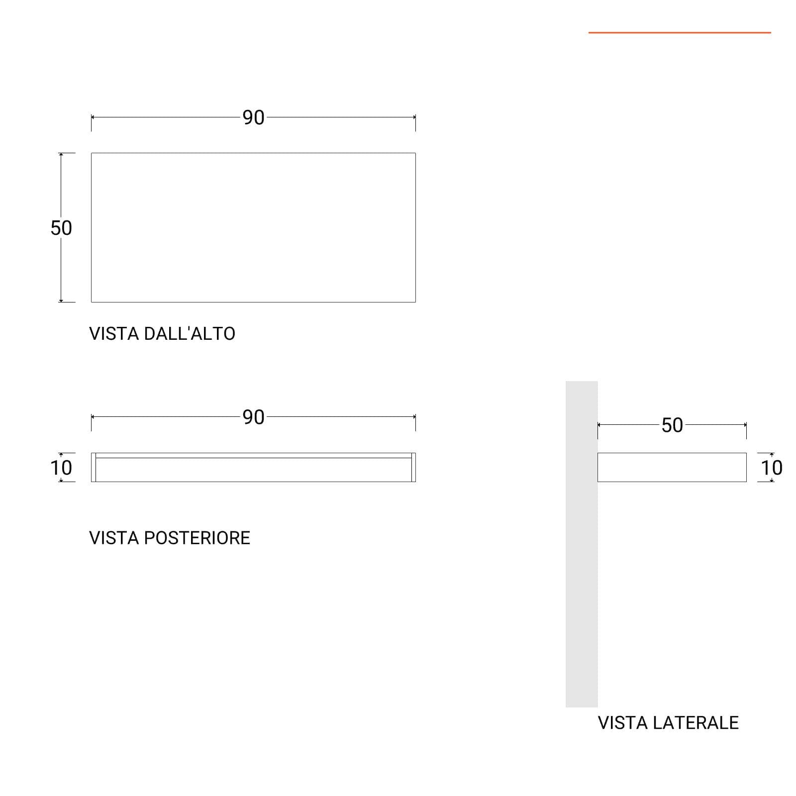 Mensolone bagno 10 h sospeso 90 cm in legno grigio pietra opaco - Plain