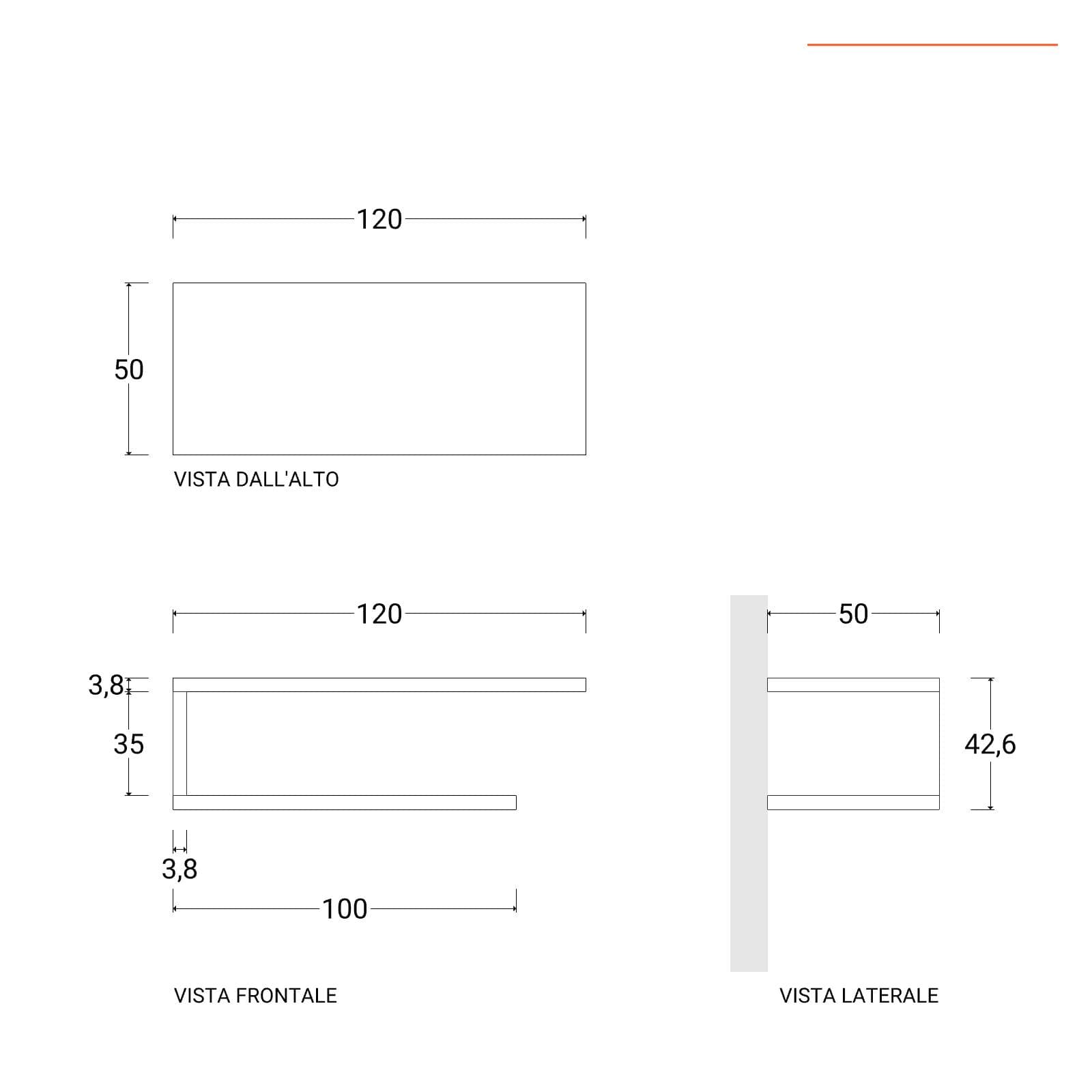Mensolone bagno 120 cm con ripiano in legno rovere gold e portasalviette nero opaco - Plain