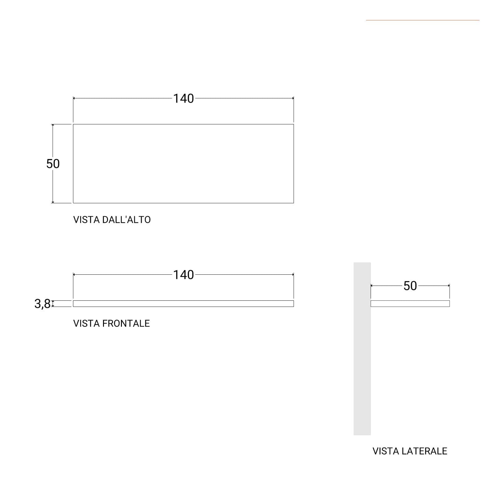 Mensolone bagno 140 cm con cassetto sospeso 50 cm in legno rovere deciso - Plain