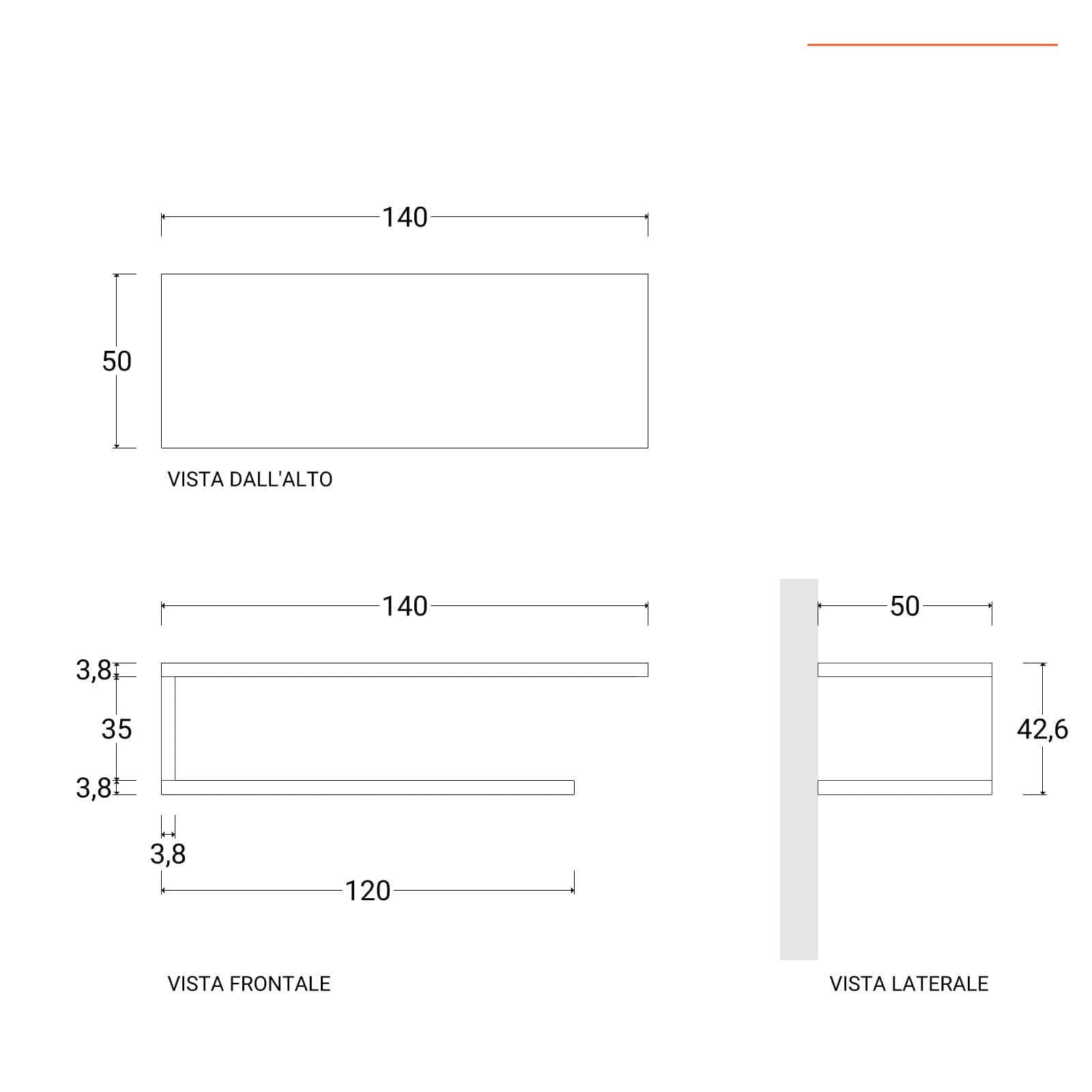 Mensolone bagno 140 cm con ripiano in legno rovere grigio e portasalviette nero opaco - Plain