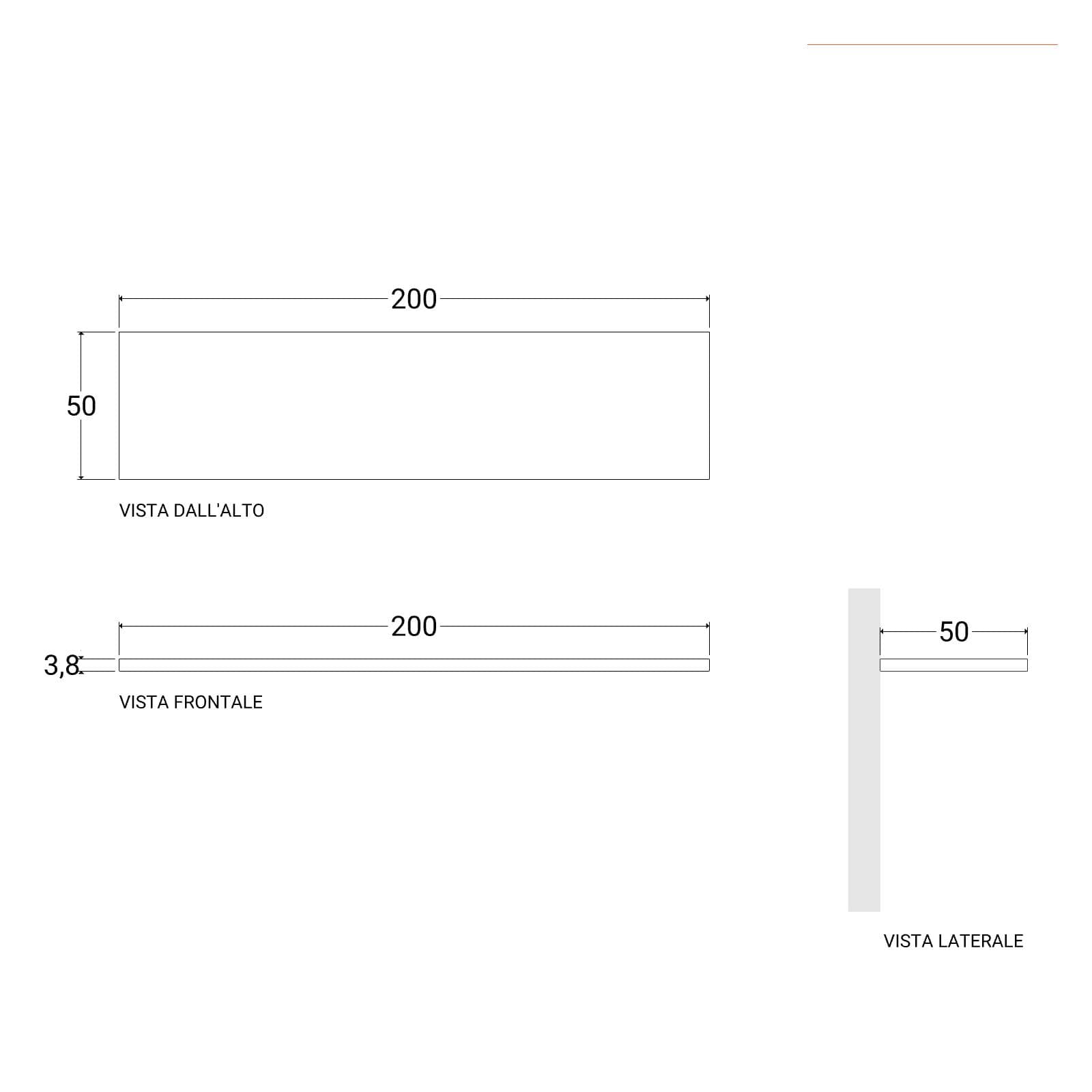 Mensolone bagno 200 cm con cassetto sospeso 50 cm in legno rovere bianco - Plain