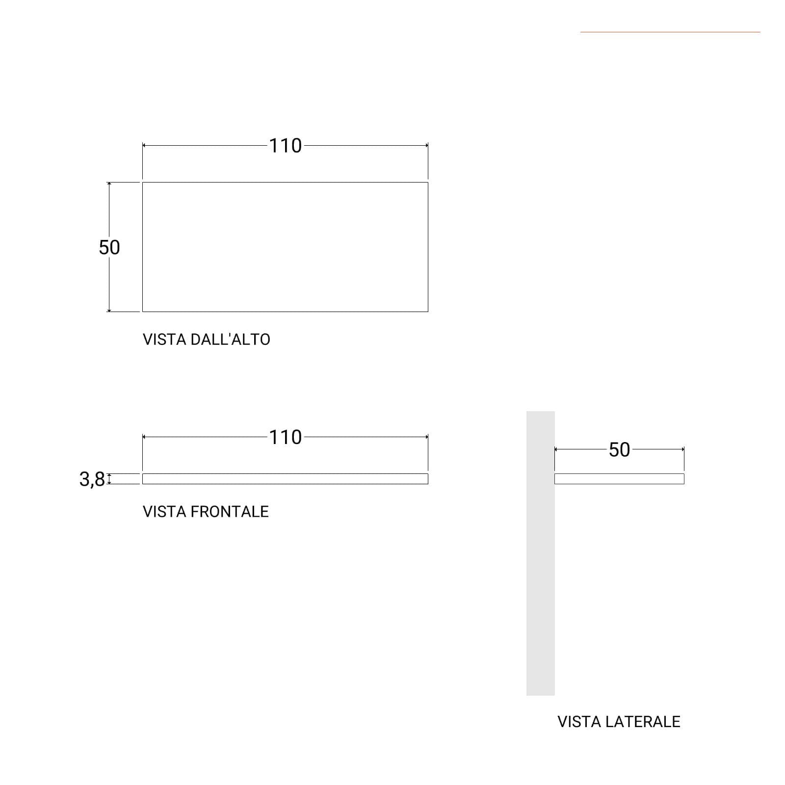 Mensolone bagno 3,8 h sospeso 110 cm in legno rovere grigio - Plain