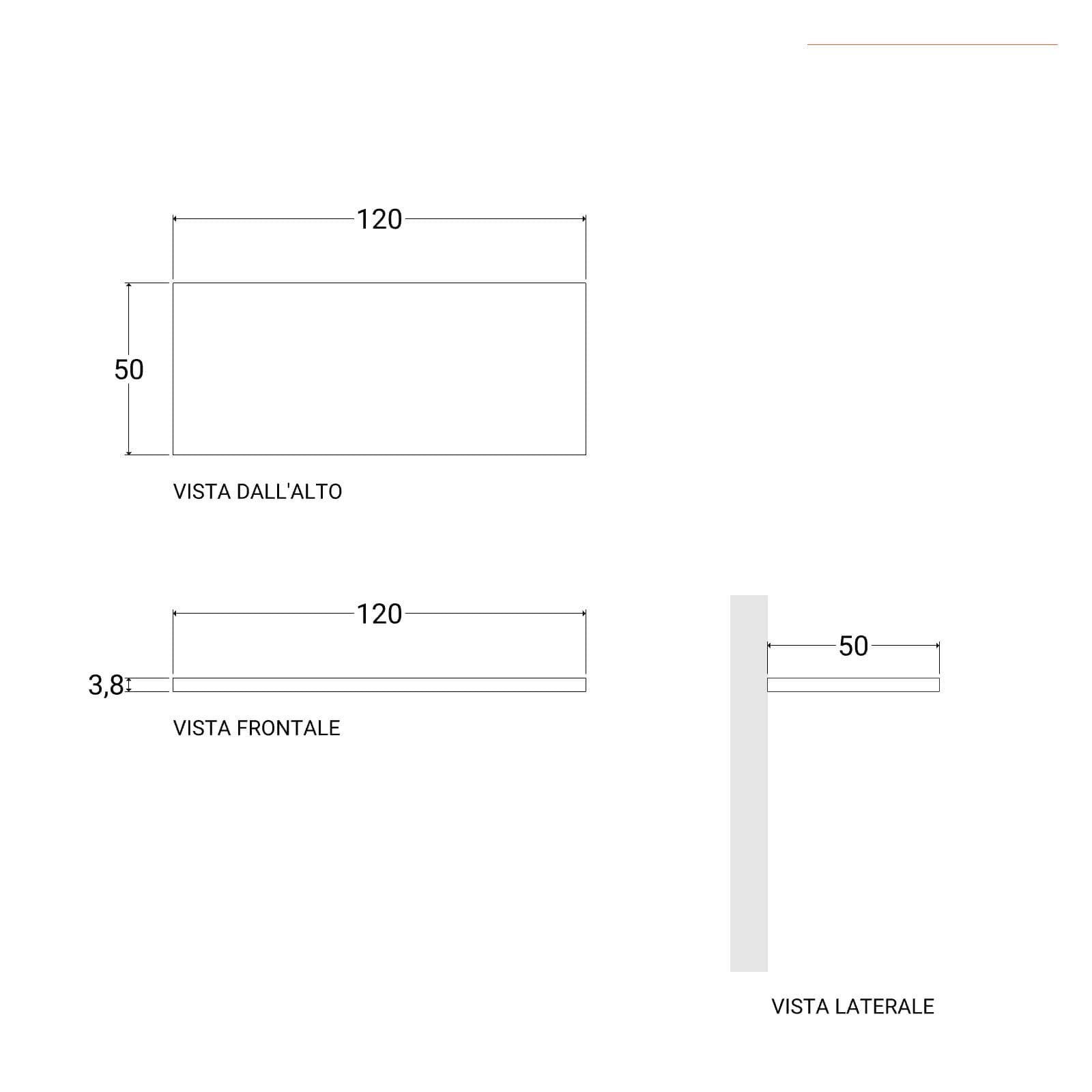 Mensolone bagno 3,8 h sospeso 120 cm in legno grigio pietra opaco - Plain
