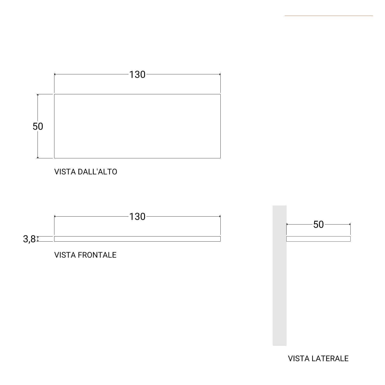 Mensolone bagno 3,8 h sospeso 130 cm in legno grigio pietra opaco - Plain