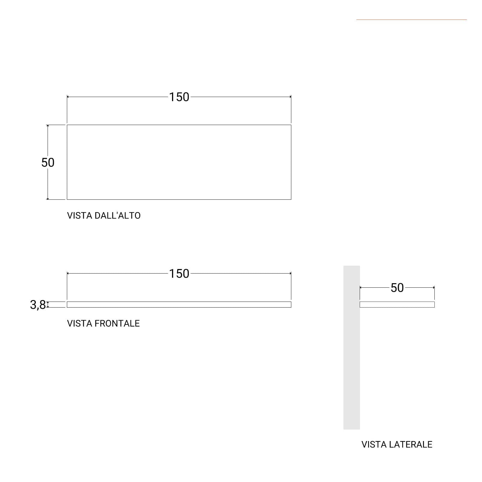 Mensolone bagno 3,8 h sospeso 150 cm in legno rovere grigio - Plain