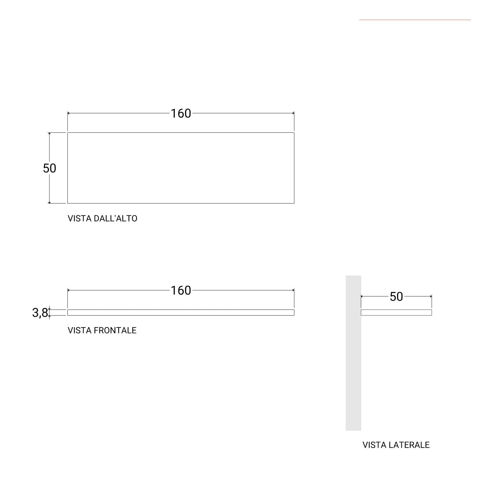 Mensolone bagno 3,8 h sospeso 160 cm in legno grigio ombra - Plain