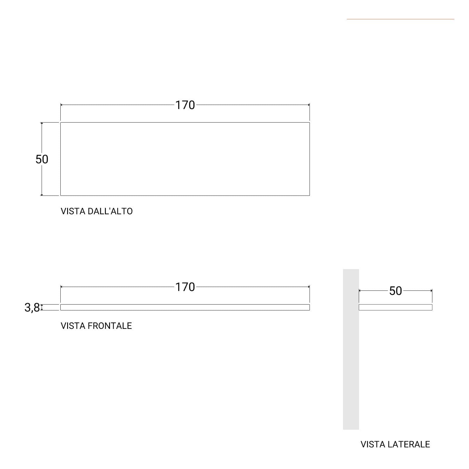 Mensolone bagno 3,8 h sospeso 170 cm in legno grigio ombra - Plain