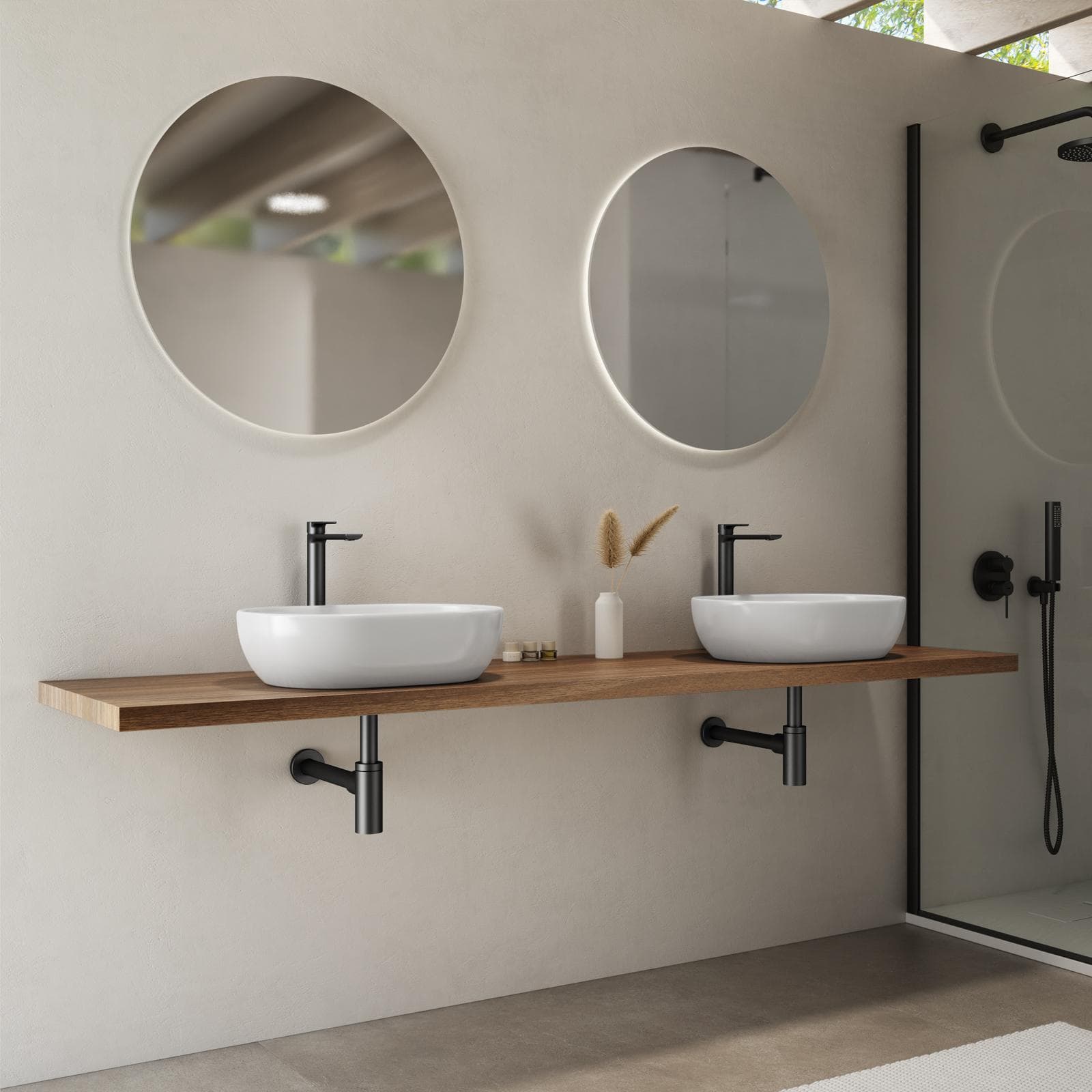 Mensolone bagno 3,8 h sospeso 200 cm in legno rovere deciso - Plain
