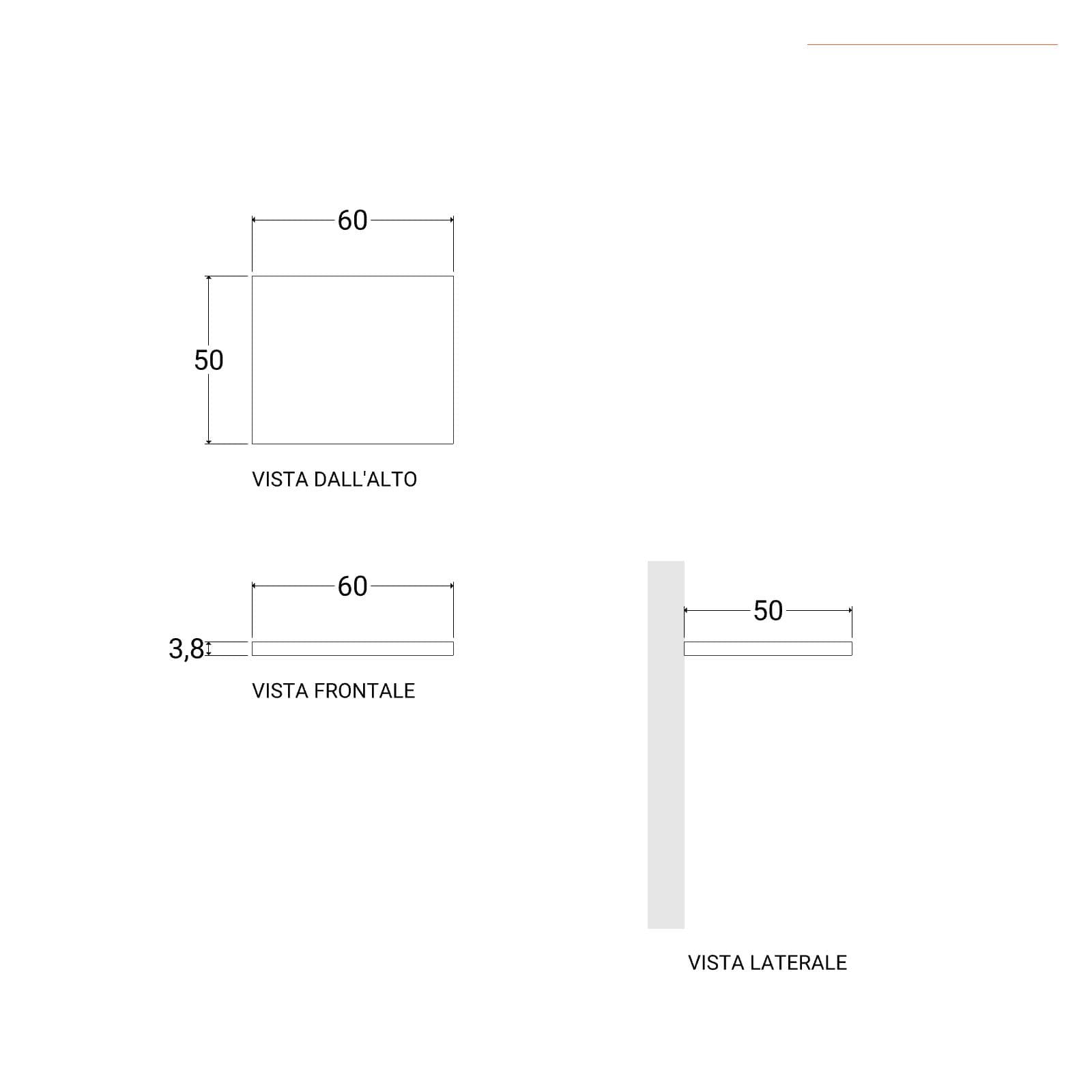 Mensolone bagno 60 cm con cassetto sospeso 50 cm in legno argilla - Plain