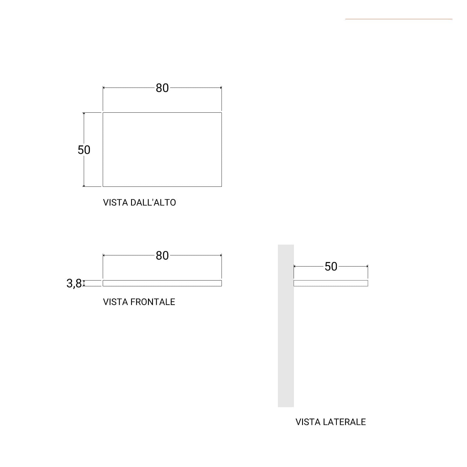 Mensolone bagno 80 cm con cassetto sospeso 50 cm in legno rovere bianco - Plain