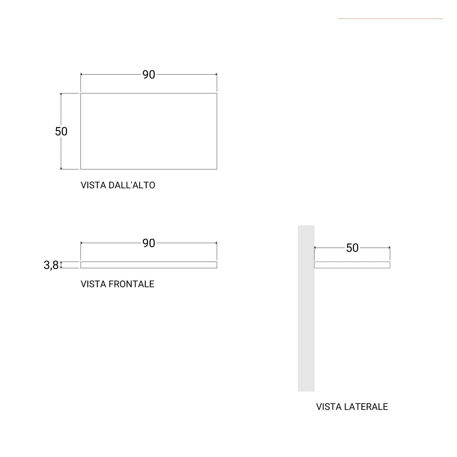Mensolone bagno 90 cm con cassetto sospeso 50 cm in legno rovere bianco - Plain