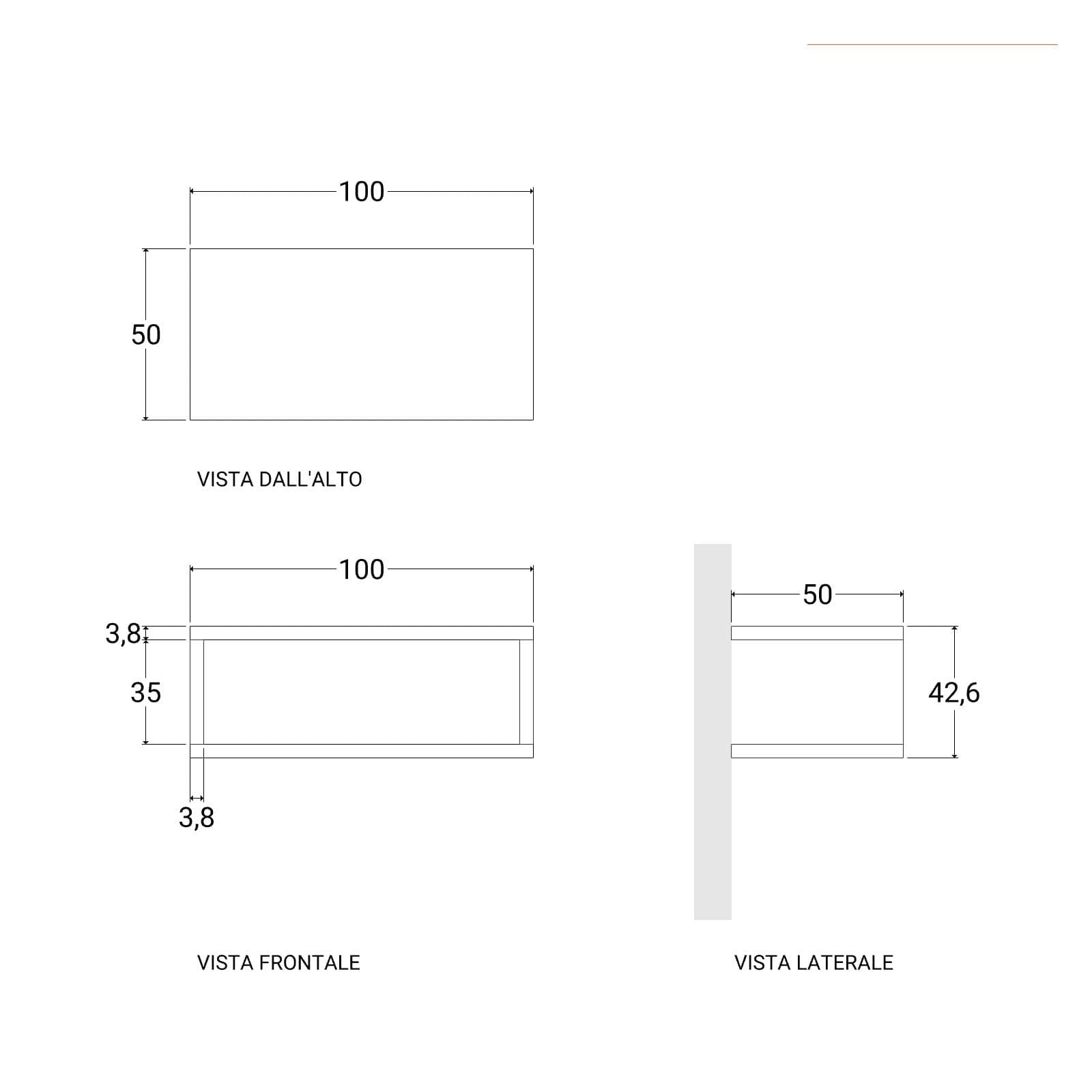 Mensolone bagno sospeso 100 cm con vano a giorno in legno rovere bianco - Plain