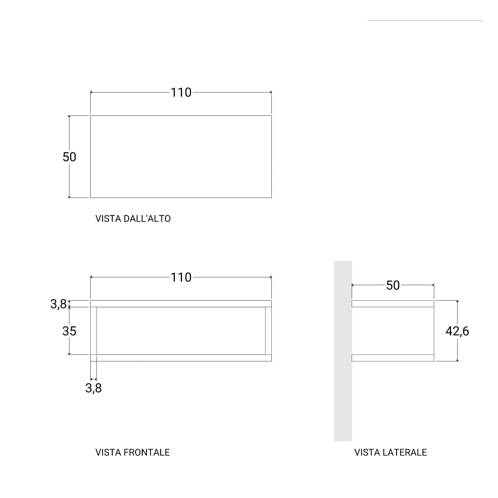 Mensolone bagno sospeso 110 cm con vano a giorno in legno rovere bianco - Plain