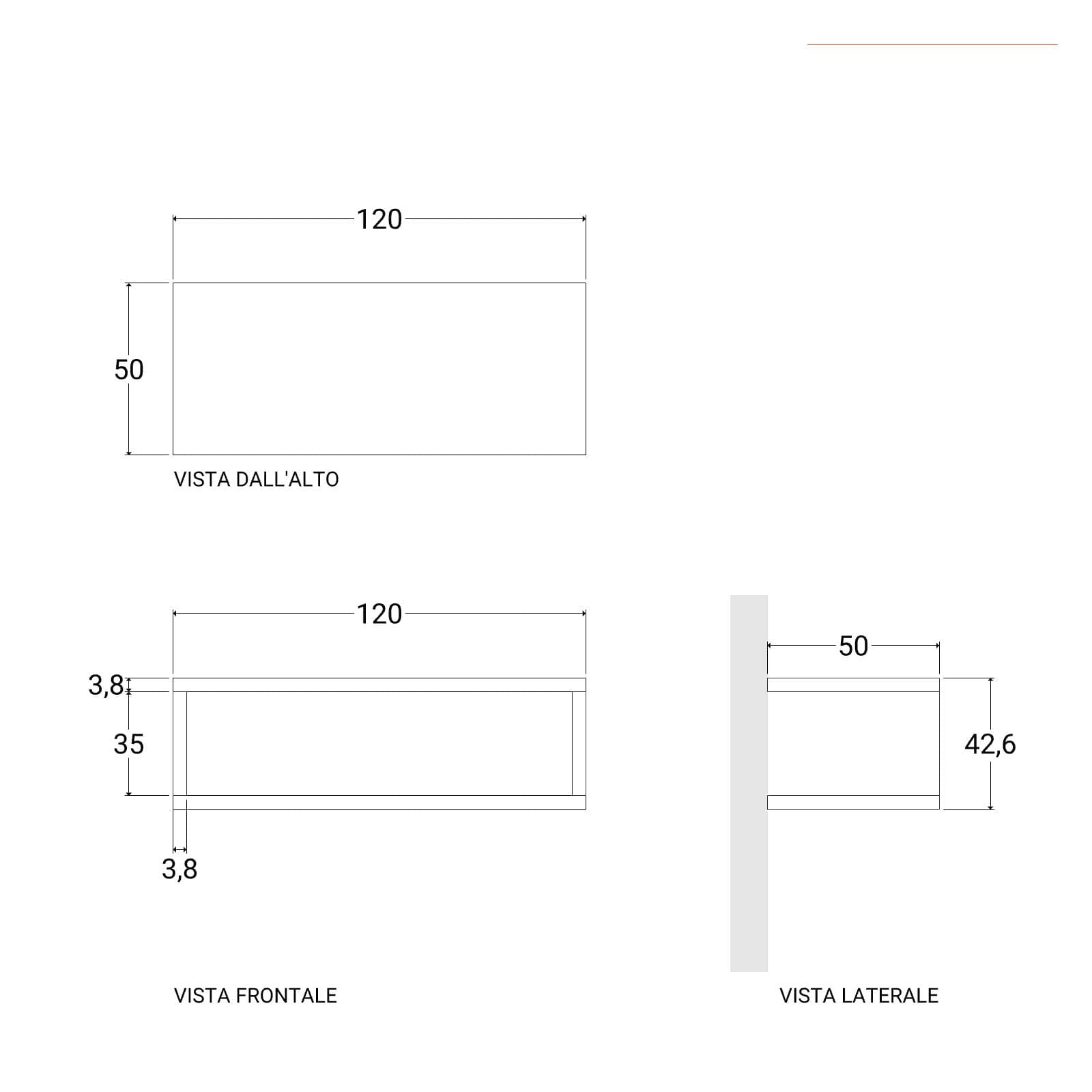 Mensolone bagno sospeso 120 cm con vano a giorno in legno rovere bianco - Plain