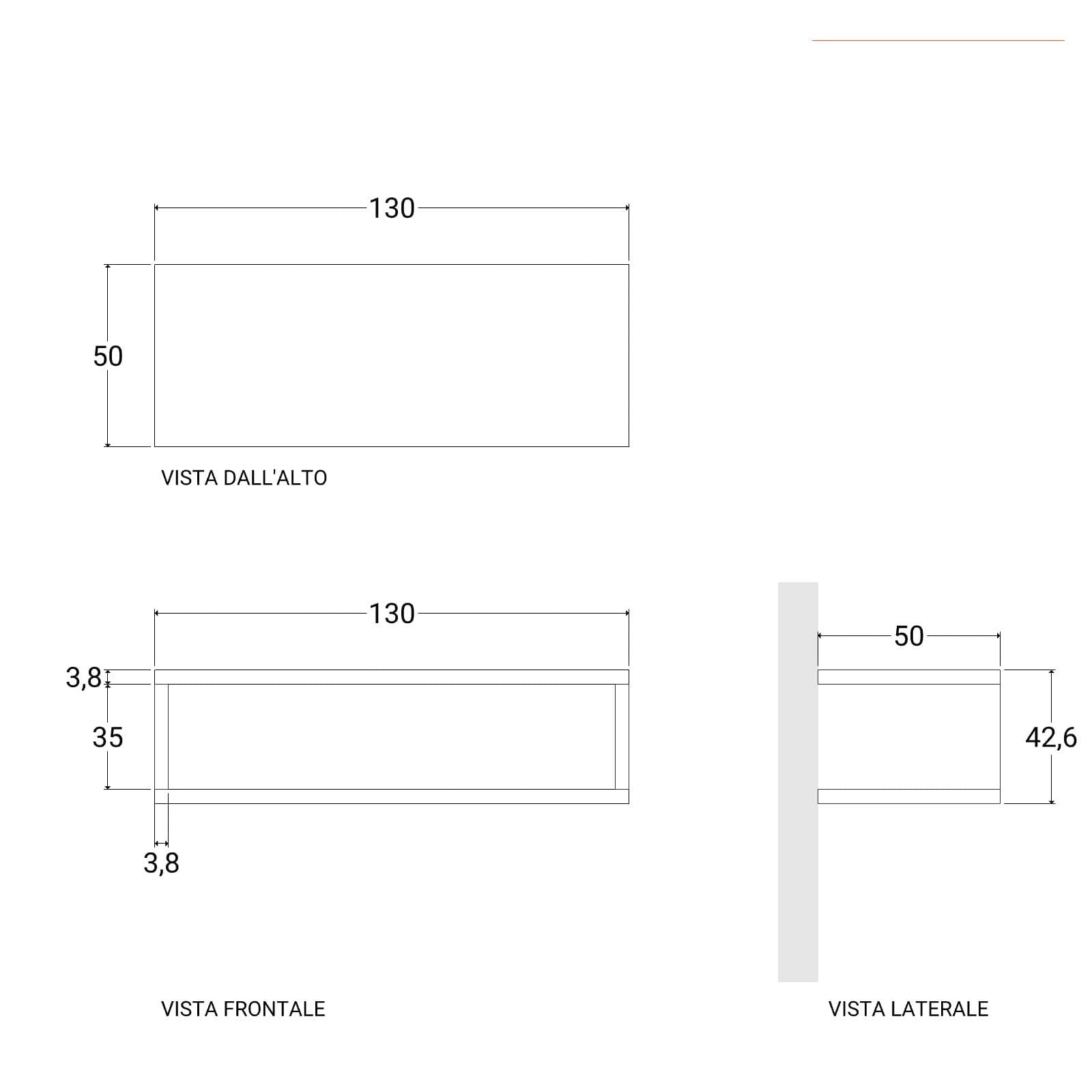 Mensolone bagno sospeso 130 cm con vano a giorno in legno rovere bianco - Plain