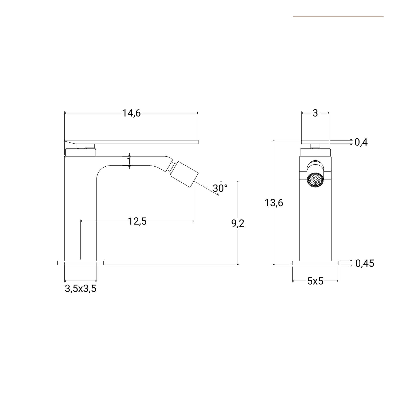 Miscelatore bidet in ottone cromo - Reef