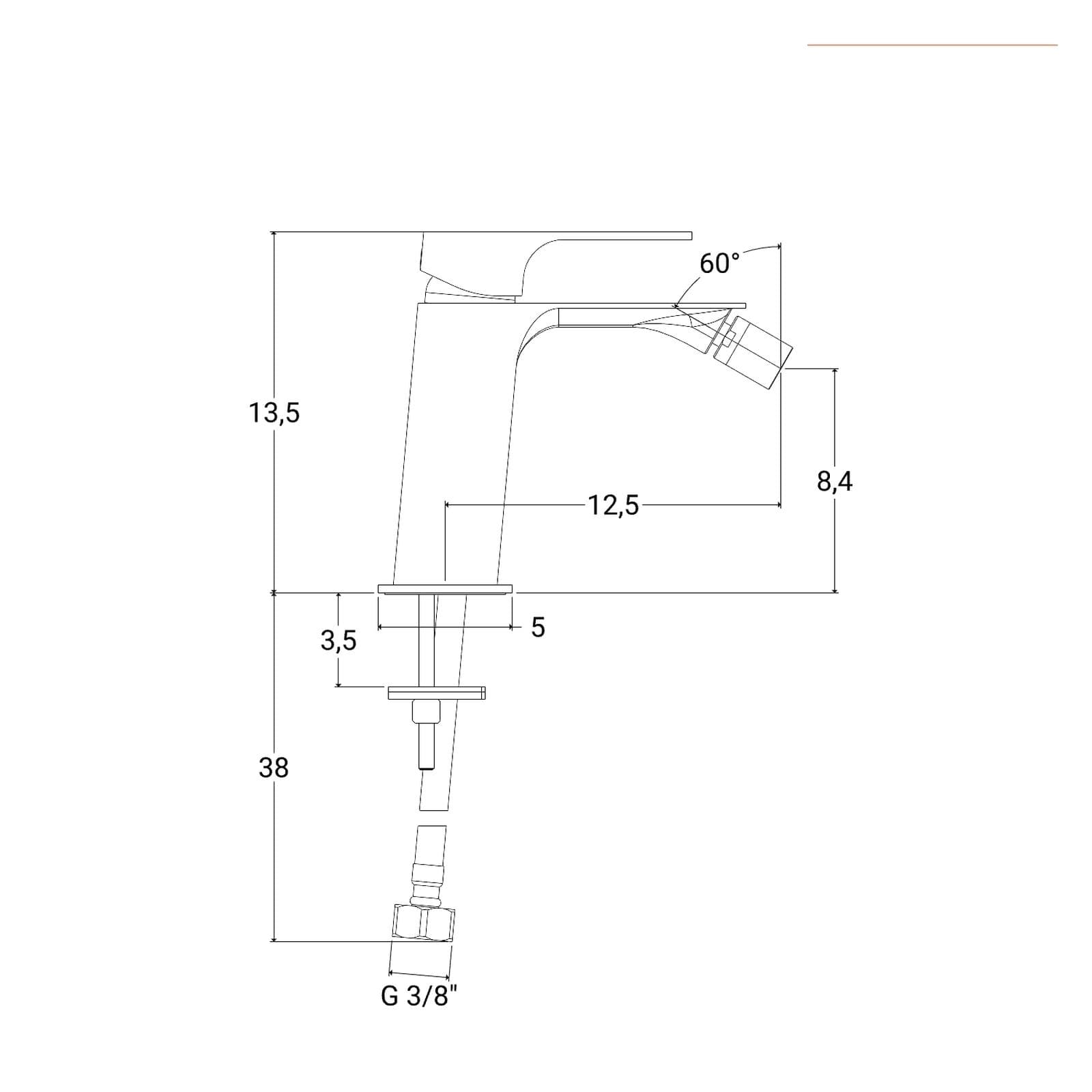 Miscelatore bidet in ottone cromo Slim di Jacuzzi - Rubinetteria