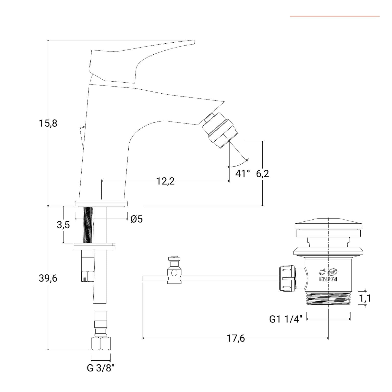 Miscelatore bidet in ottone nero opaco Eazy II di Jacuzzi Rubinetteria