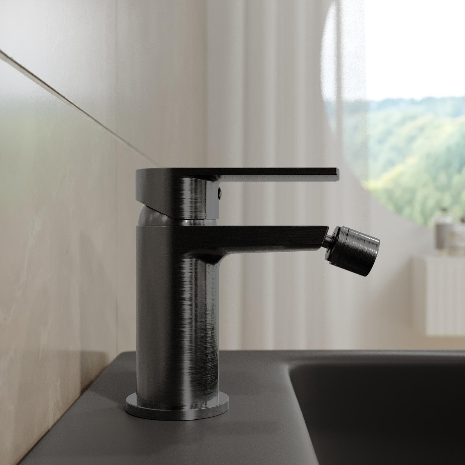Miscelatore bidet in ottone nero spazzolato anti-impronta - Fluid