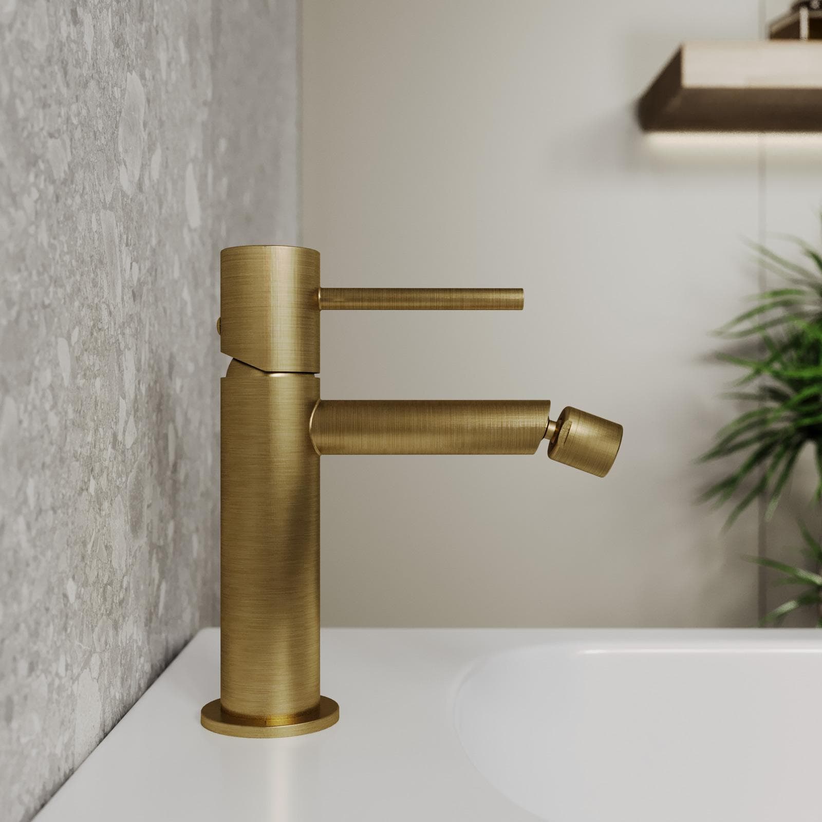 Miscelatore bidet in ottone oro spazzolato anti-impronta - Oasis