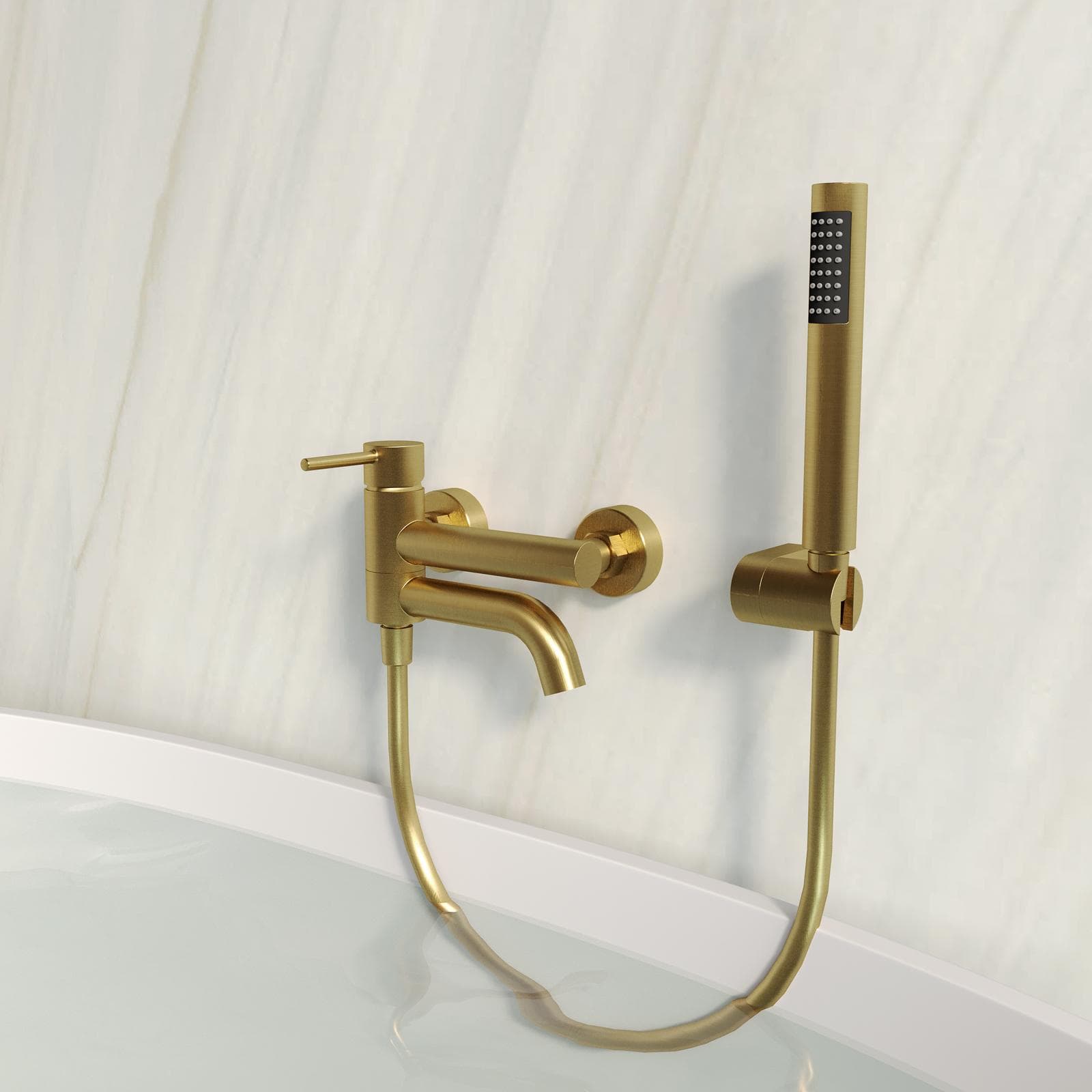Miscelatore esterno vasca in ottone con canna girevole oro spazzolato anti-impronta - Oasis
