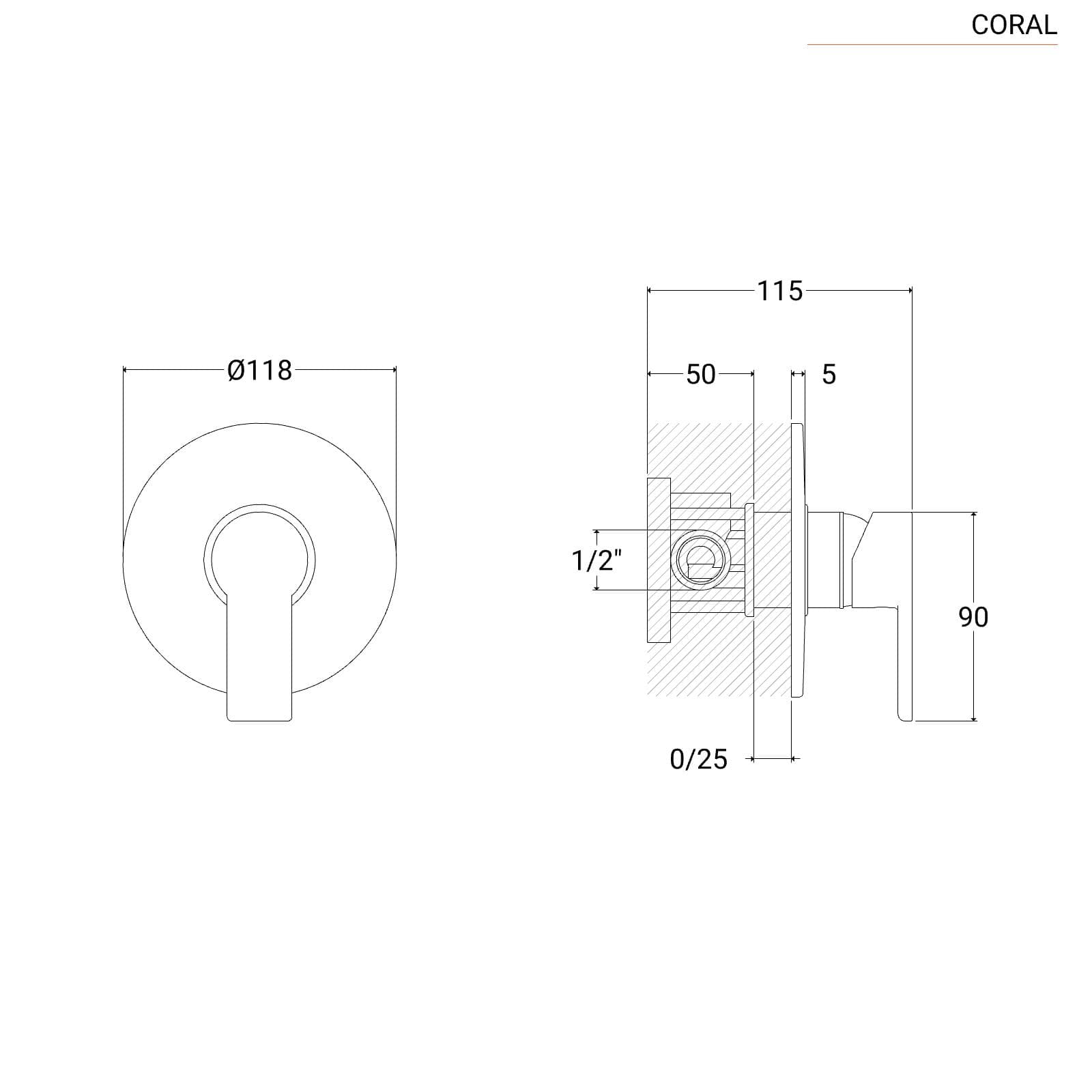 Miscelatore incasso doccia nikel spazzolato - Coral