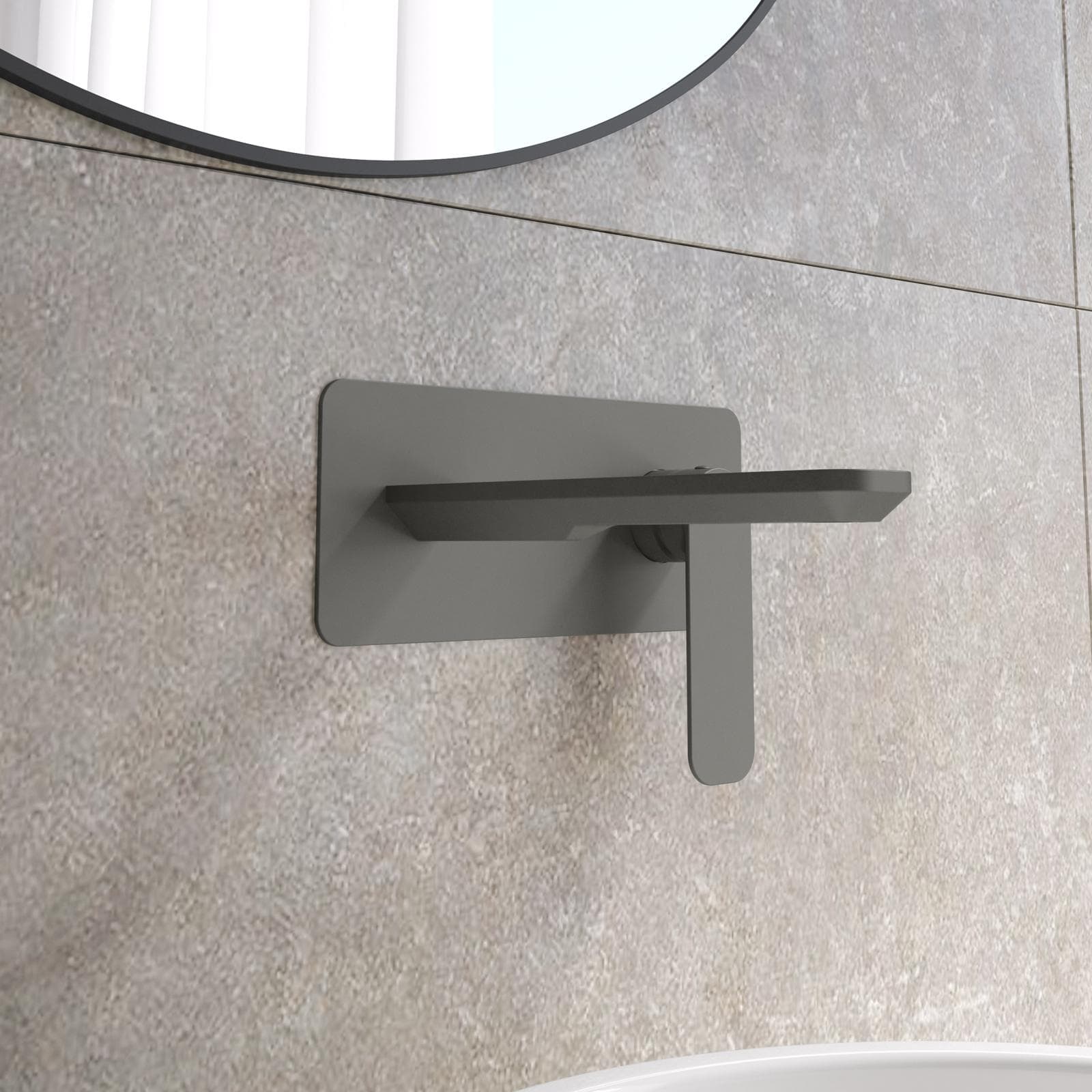 Miscelatore lavabo a muro canna 20 cm con piastra fango - Fusion