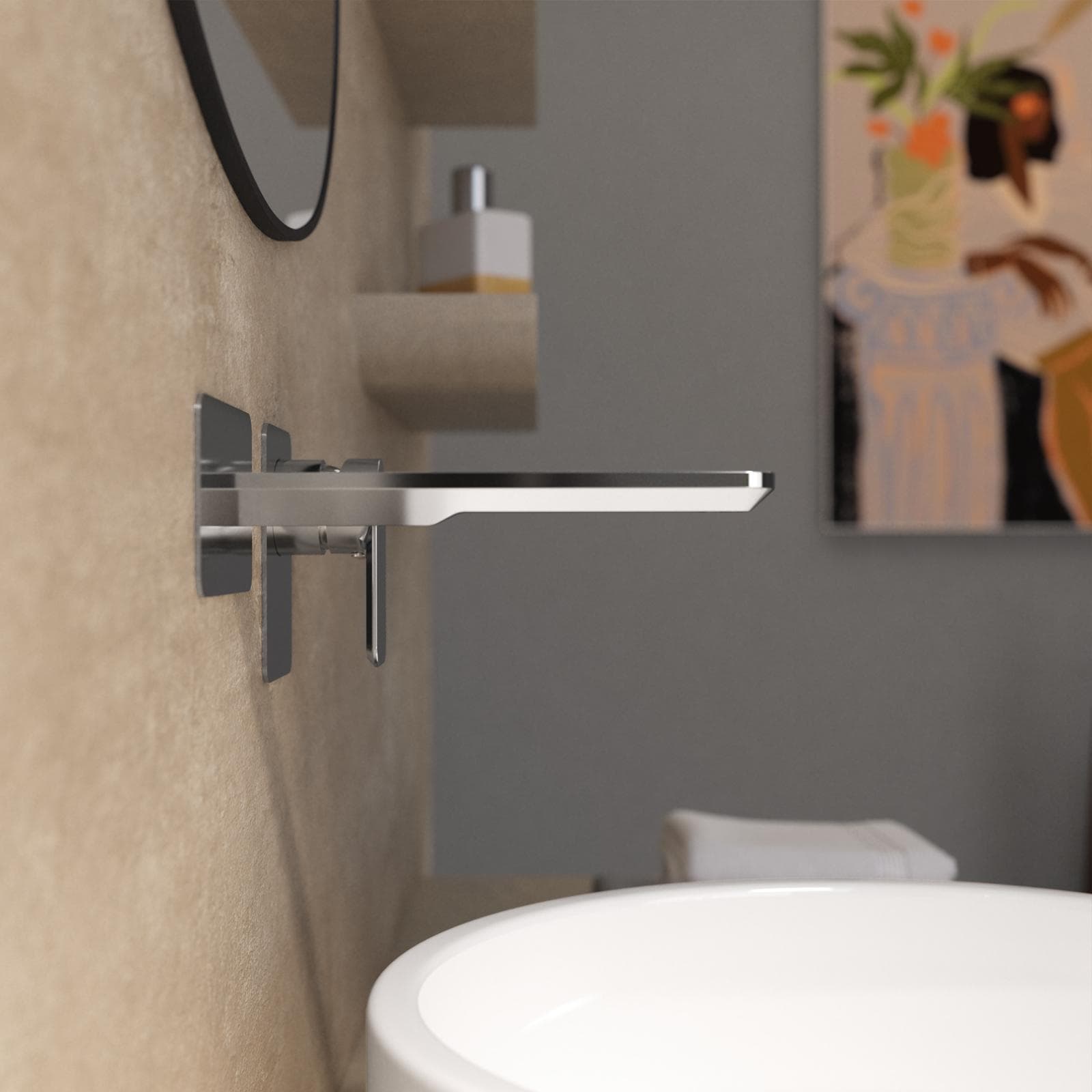 Miscelatore lavabo a muro canna 20 cm cromo– Fusion