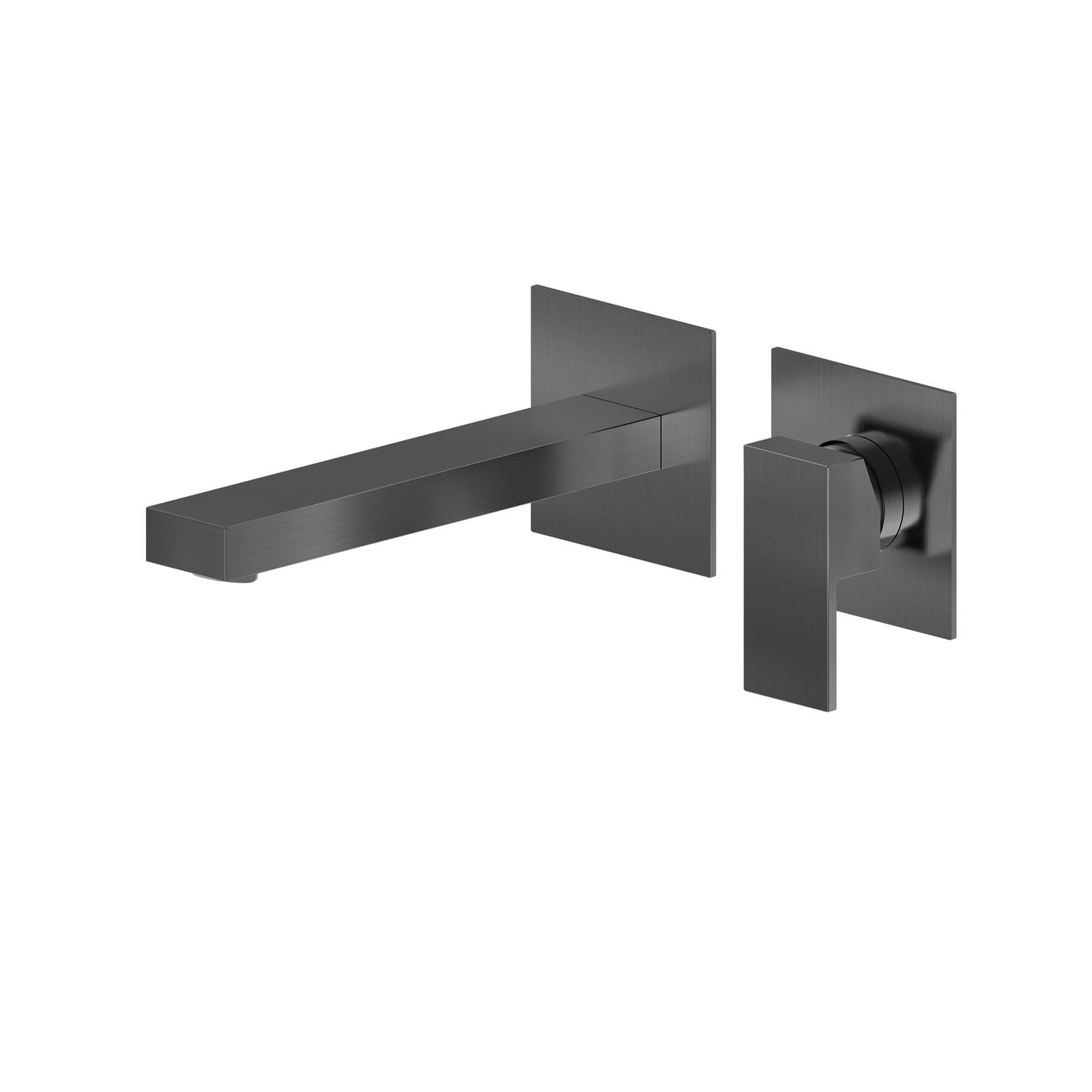 Miscelatore lavabo a muro canna 20 cm nero spazzolato anti-impronta - Kyria