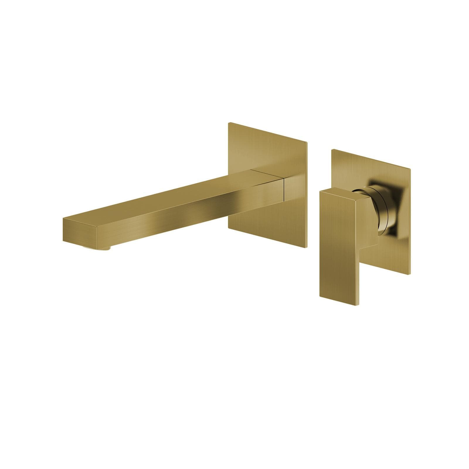 Miscelatore lavabo a muro canna 20 cm oro spazzolato anti-impronta - Kyria