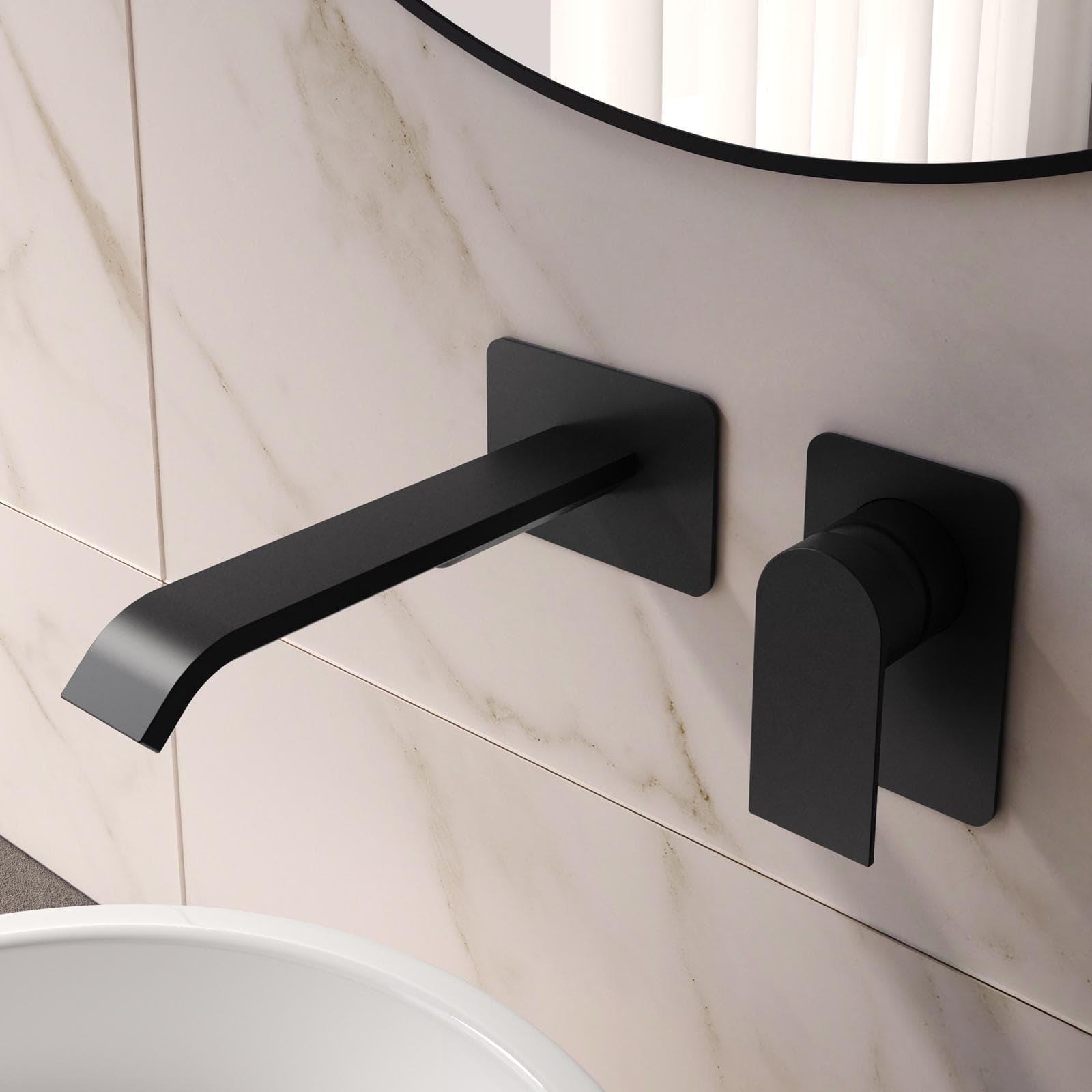 Miscelatore lavabo a muro canna 25 cm nero opaco – Iota