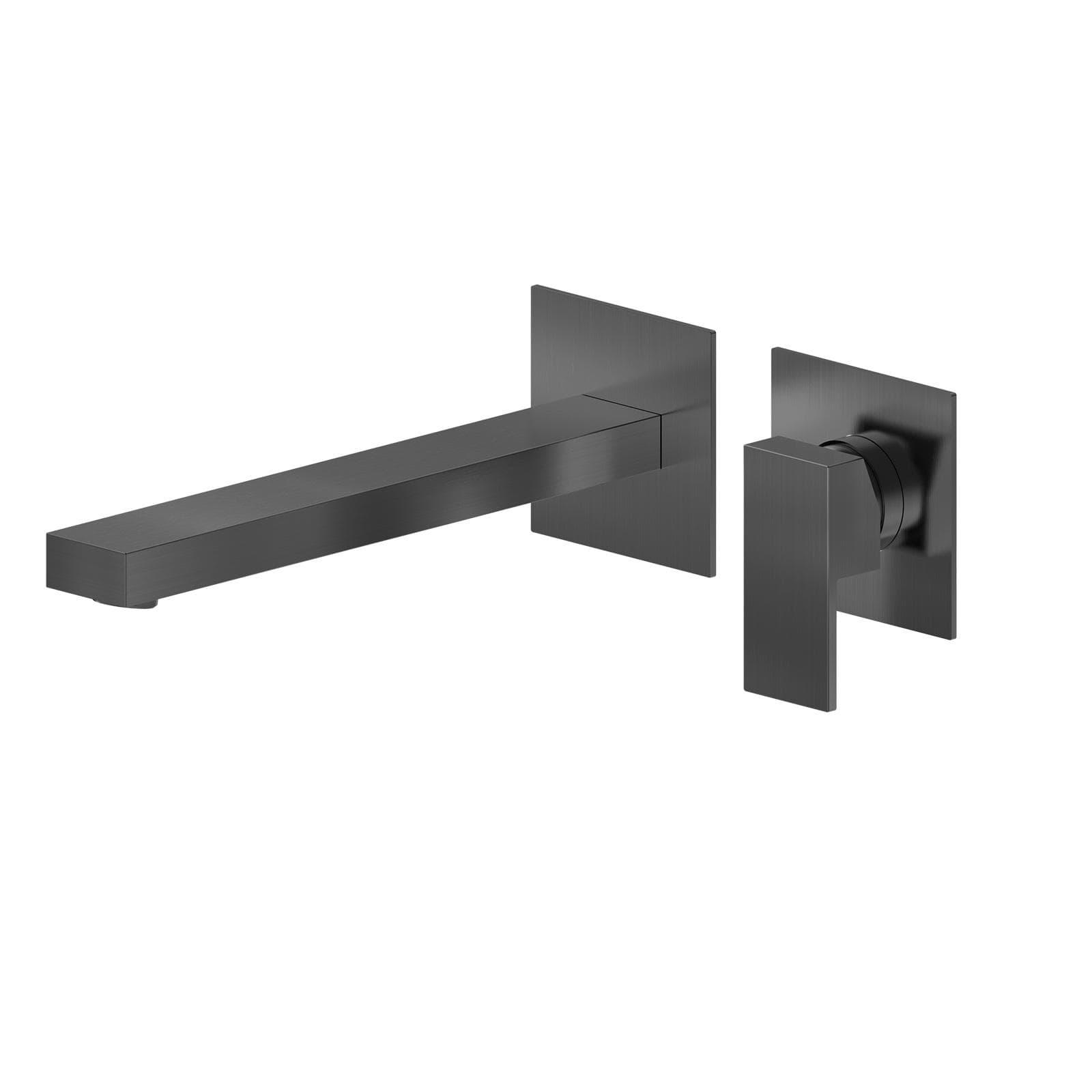 Miscelatore lavabo a muro canna 25 cm nero spazzolato anti-impronta - Kyria