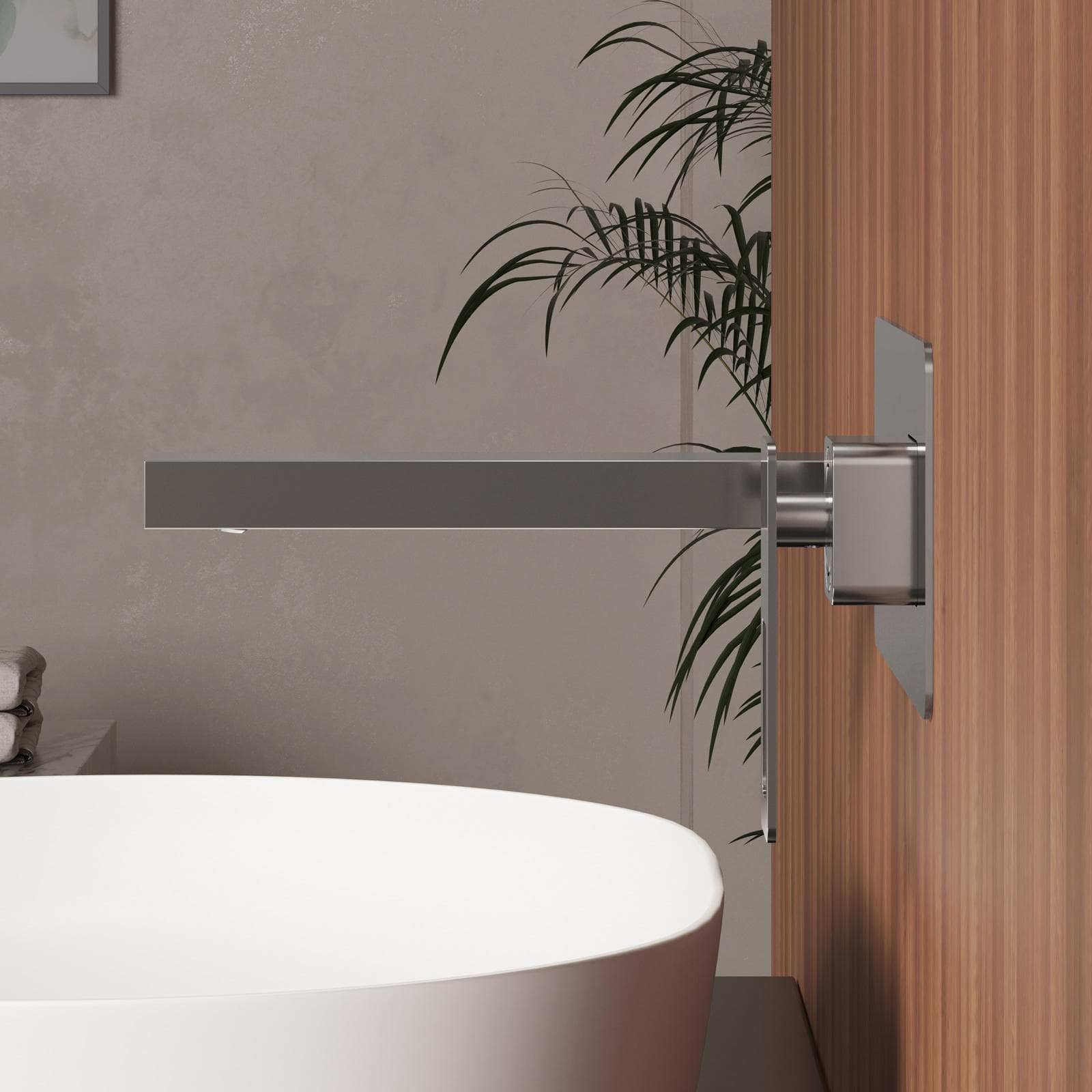 Miscelatore lavabo a muro con piastra cromo - Thano