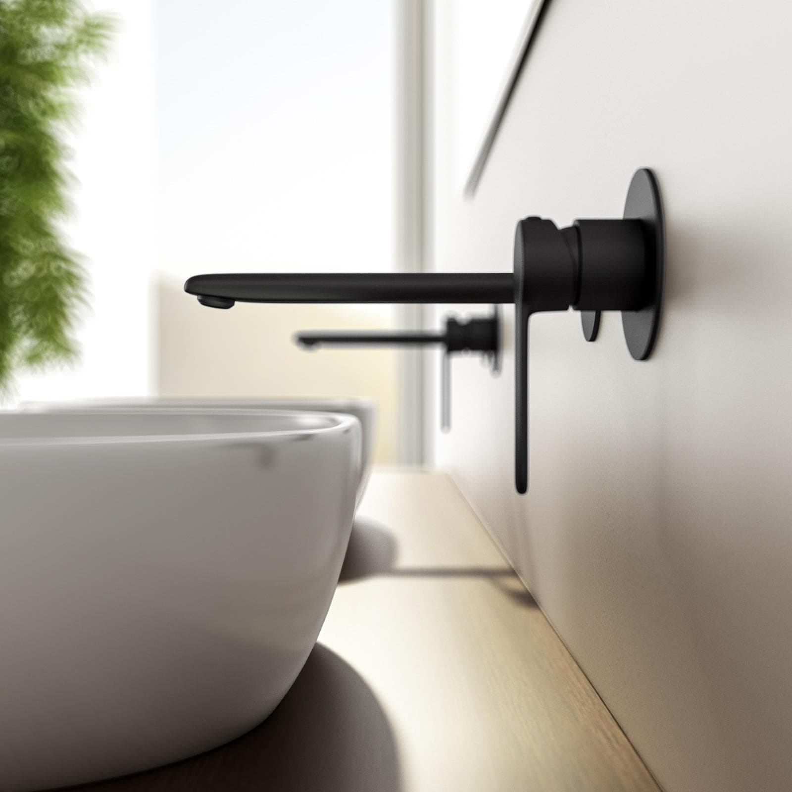 Miscelatore lavabo a muro in ottone nero - Tila