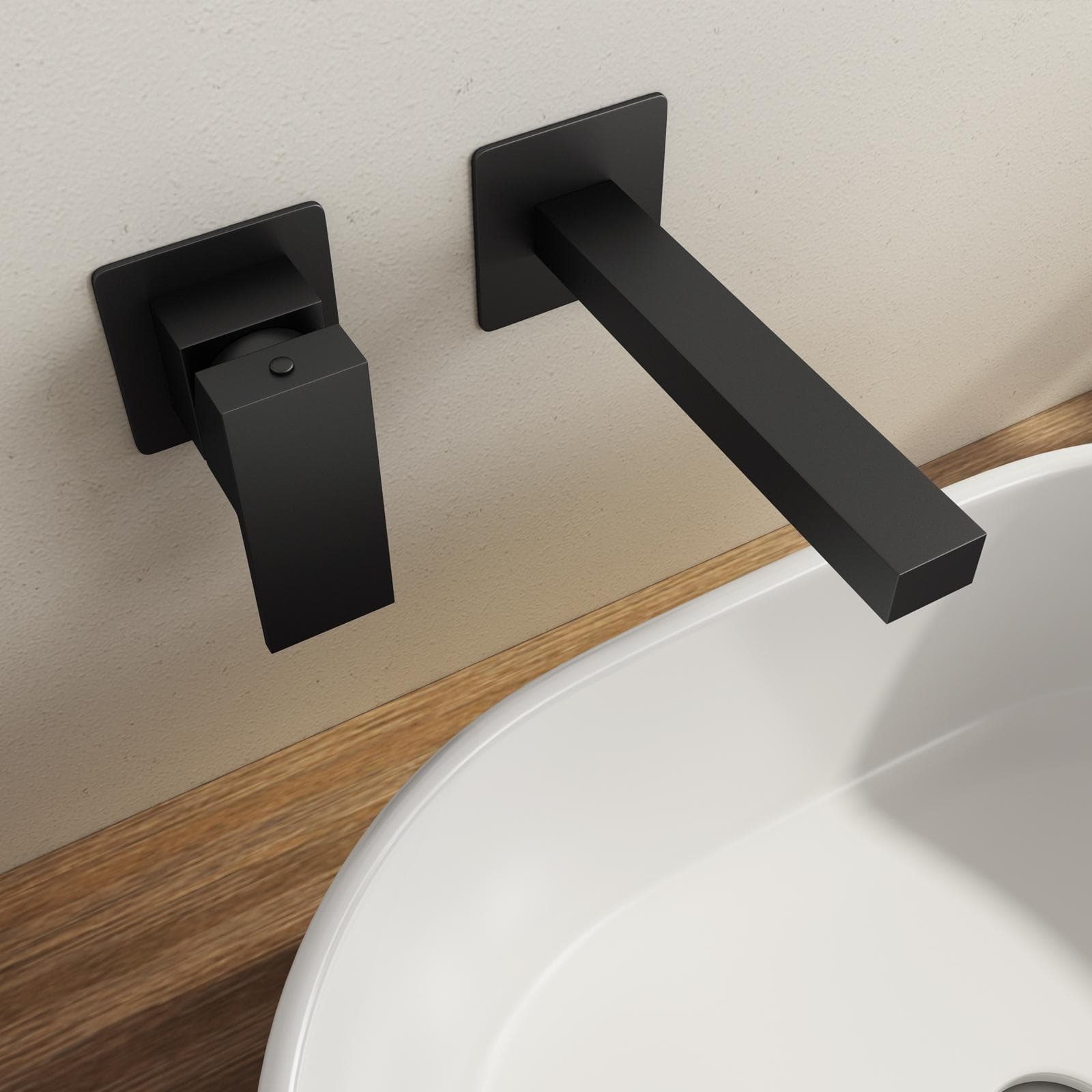 Miscelatore lavabo a muro in ottone nero opaco - Tiamat