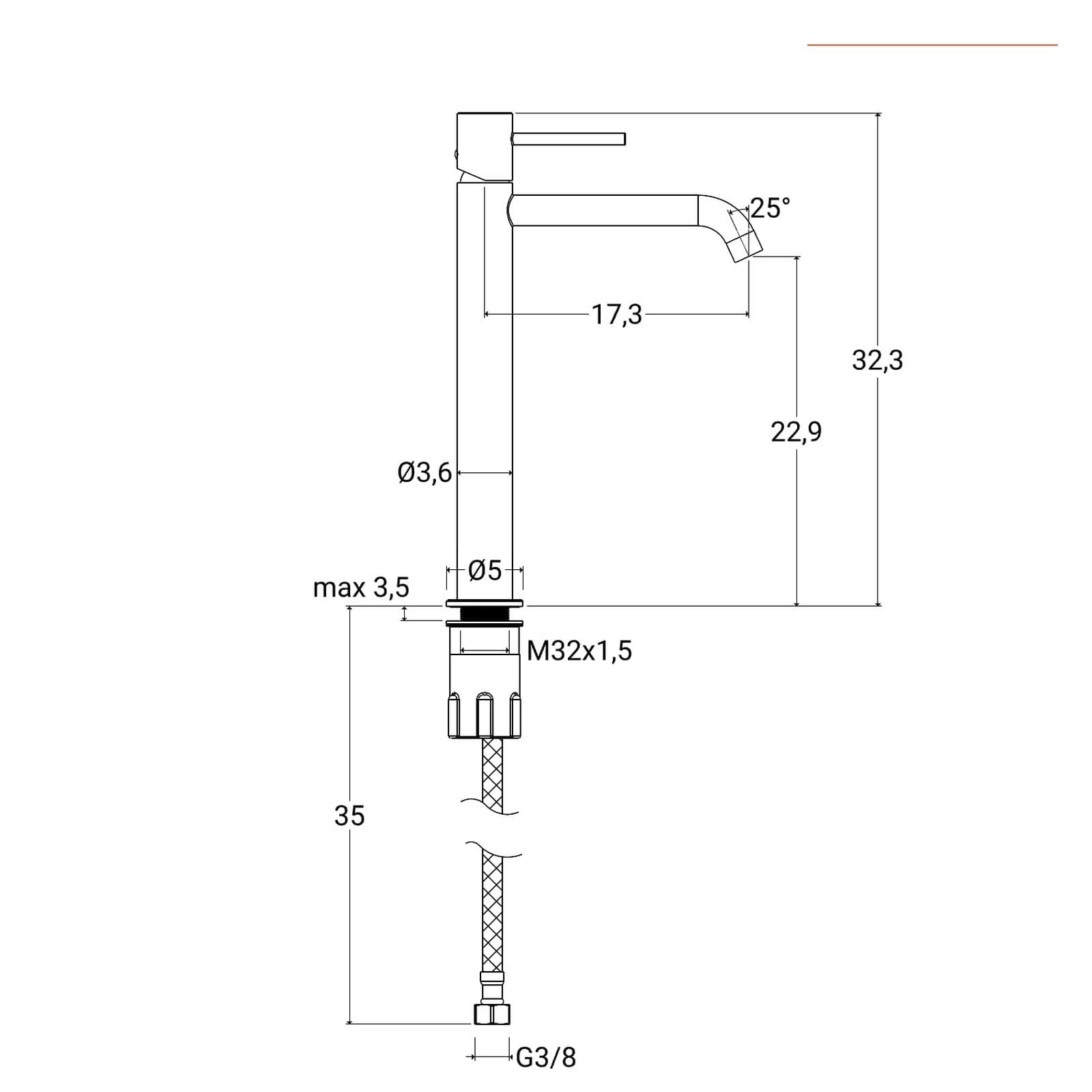 Miscelatore lavabo alto in ottone cromo - Oasis