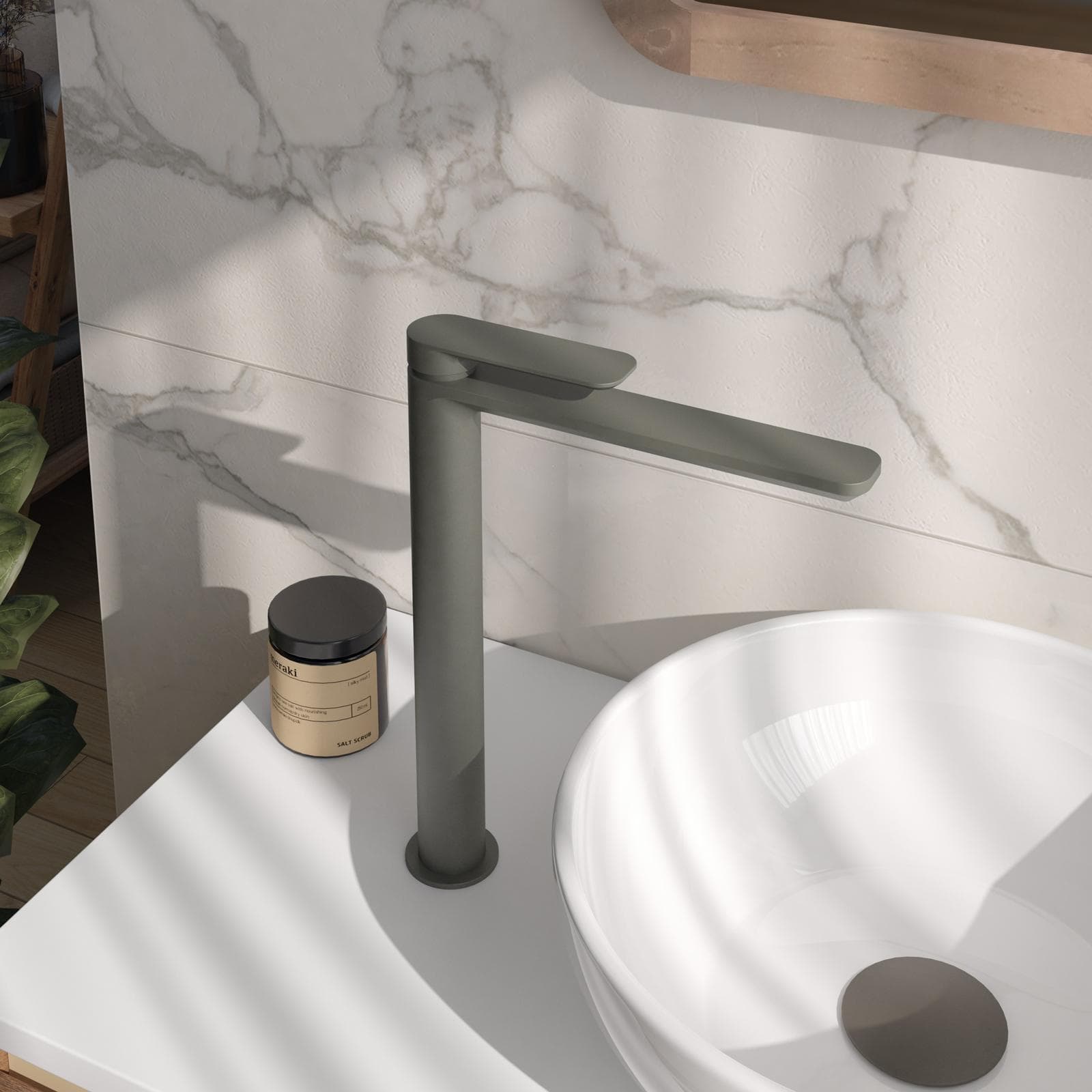 Miscelatore lavabo alto in ottone fango - Fusion