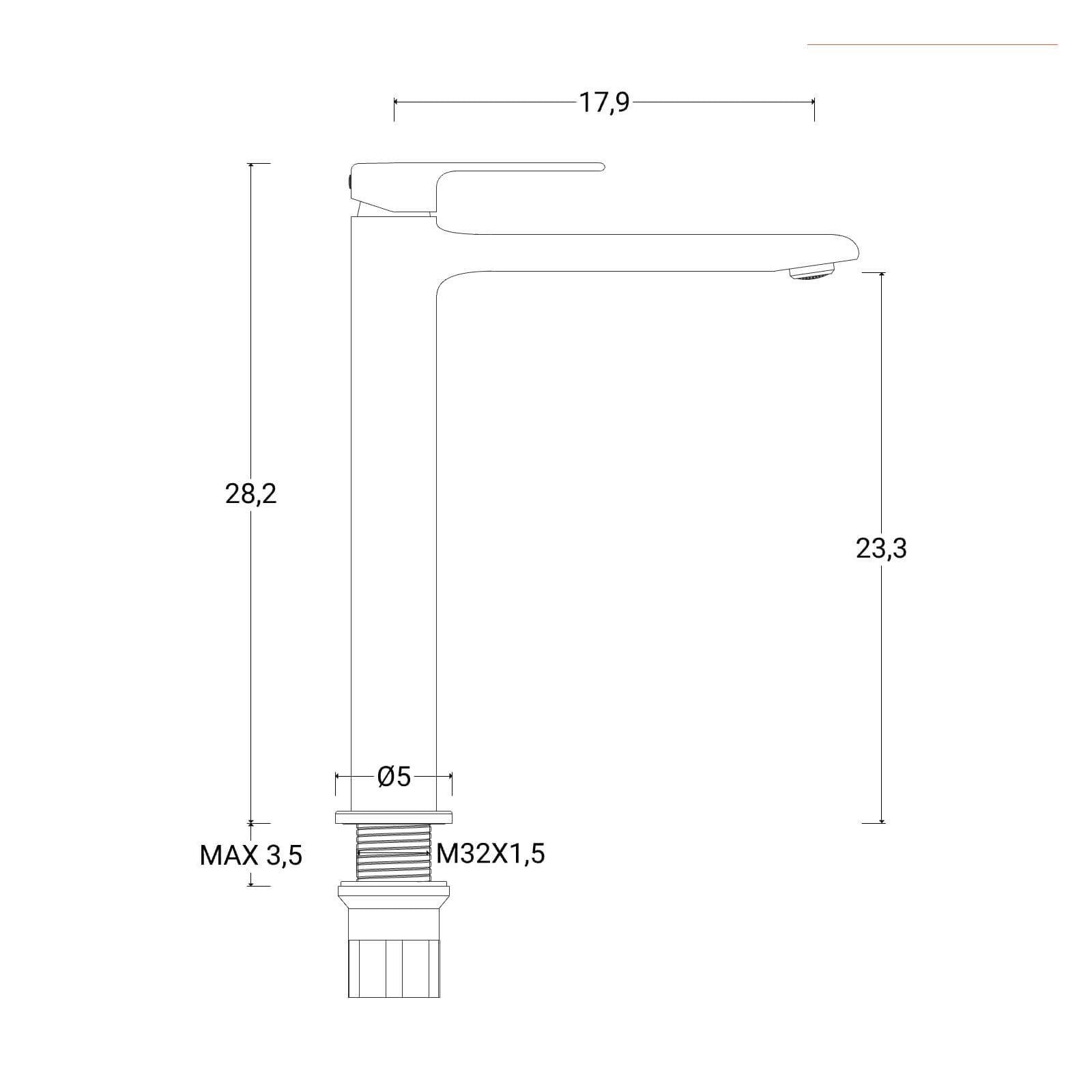 Miscelatore lavabo alto in ottone nero - Tila