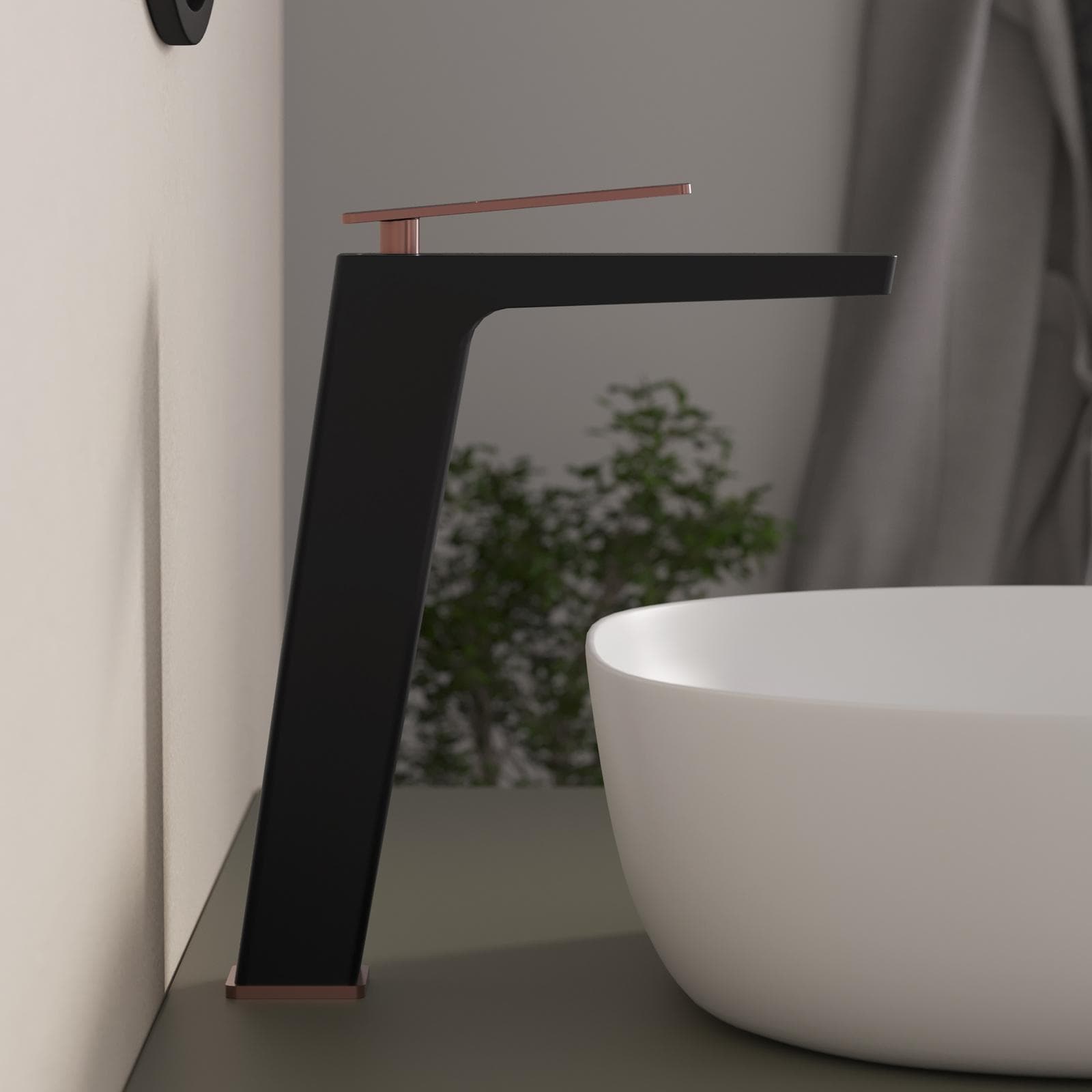 Miscelatore lavabo alto in ottone nero oro rosa - Thano