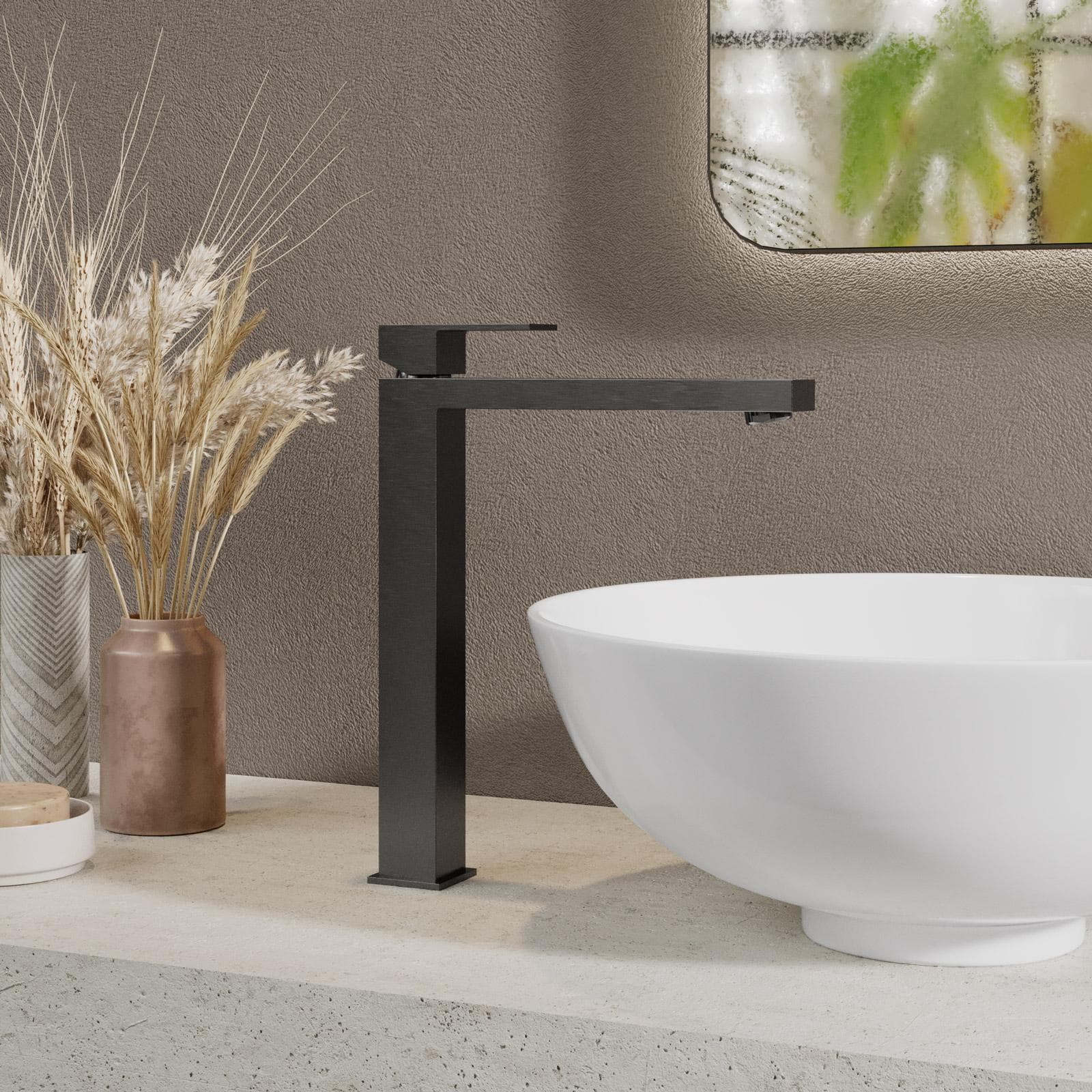 Miscelatore lavabo alto in ottone nero spazzolato anti-impronta - kyria