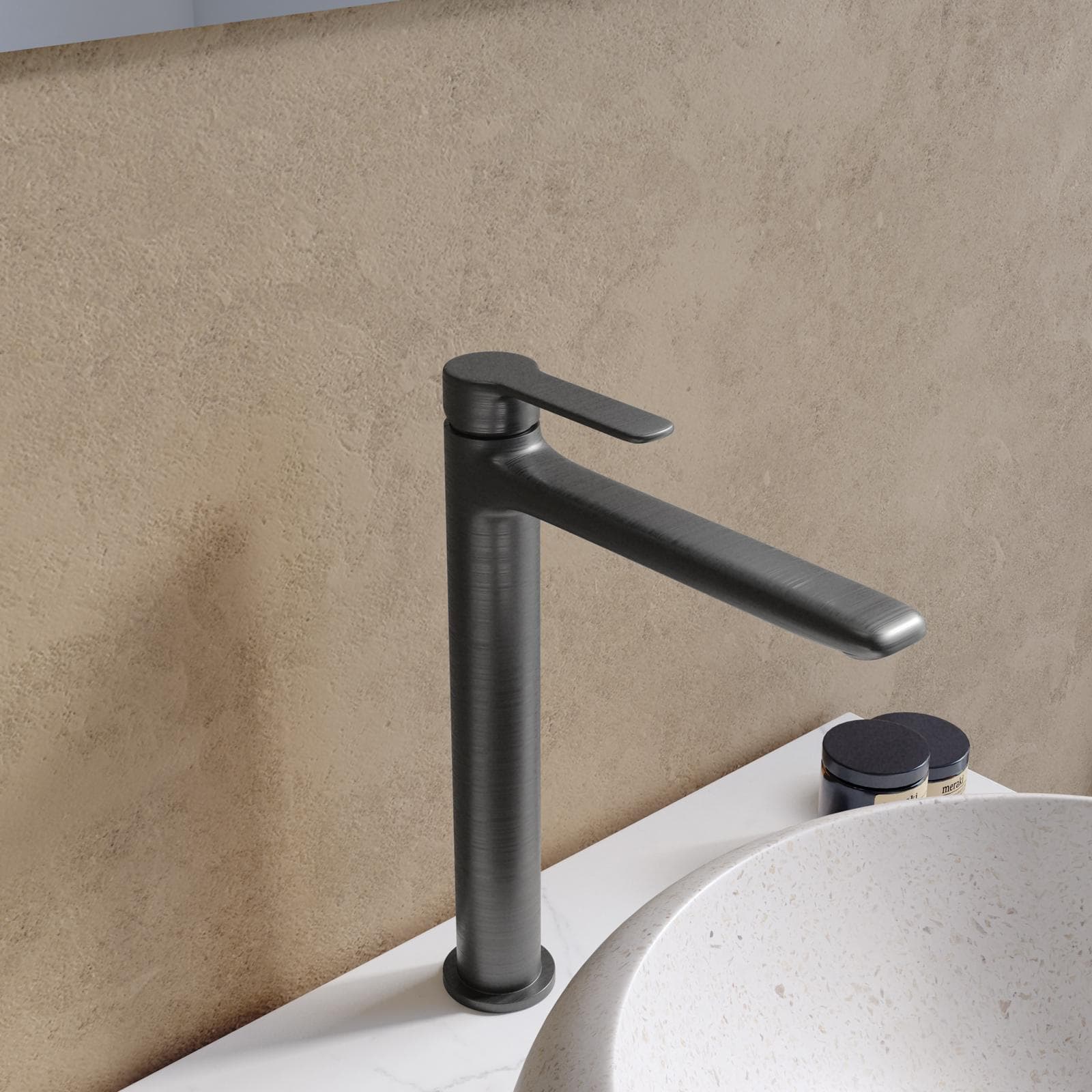 Miscelatore lavabo alto in ottone nero spazzolato - Tila