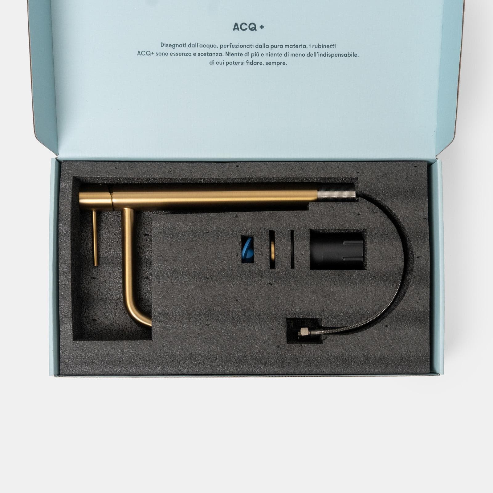 Miscelatore lavabo alto in ottone oro spazzolato anti-impronta - Oasis