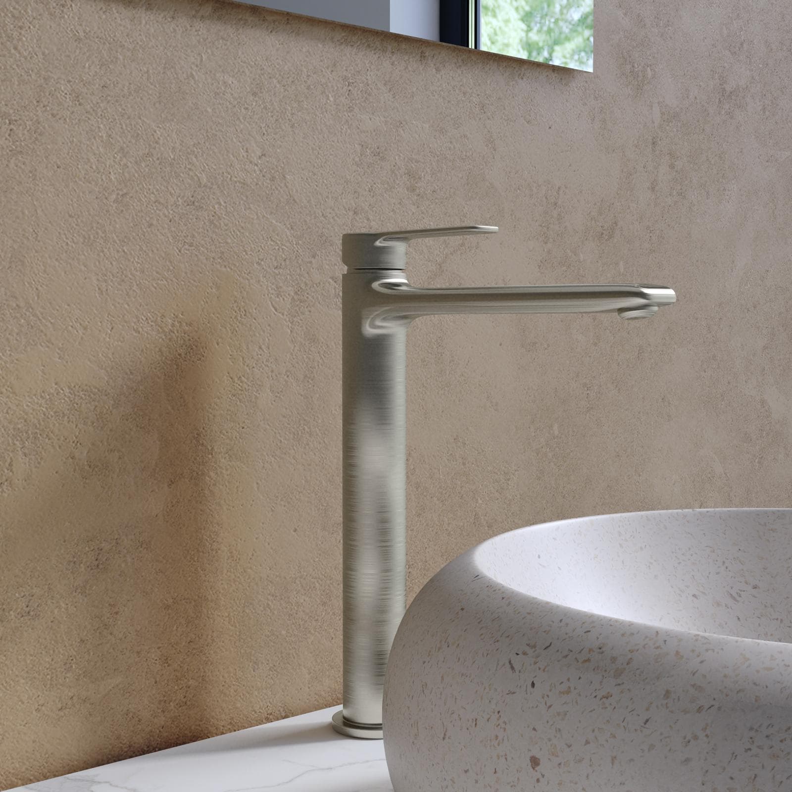 Miscelatore lavabo alto in ottone spazzolato - Tila