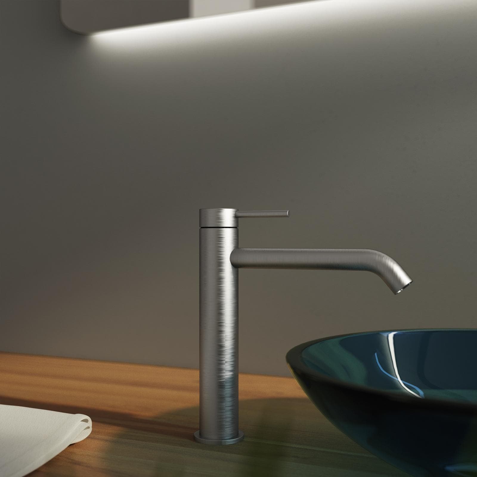 Miscelatore lavabo con bocca lunga in acciaio inox 316 satinato – Pure