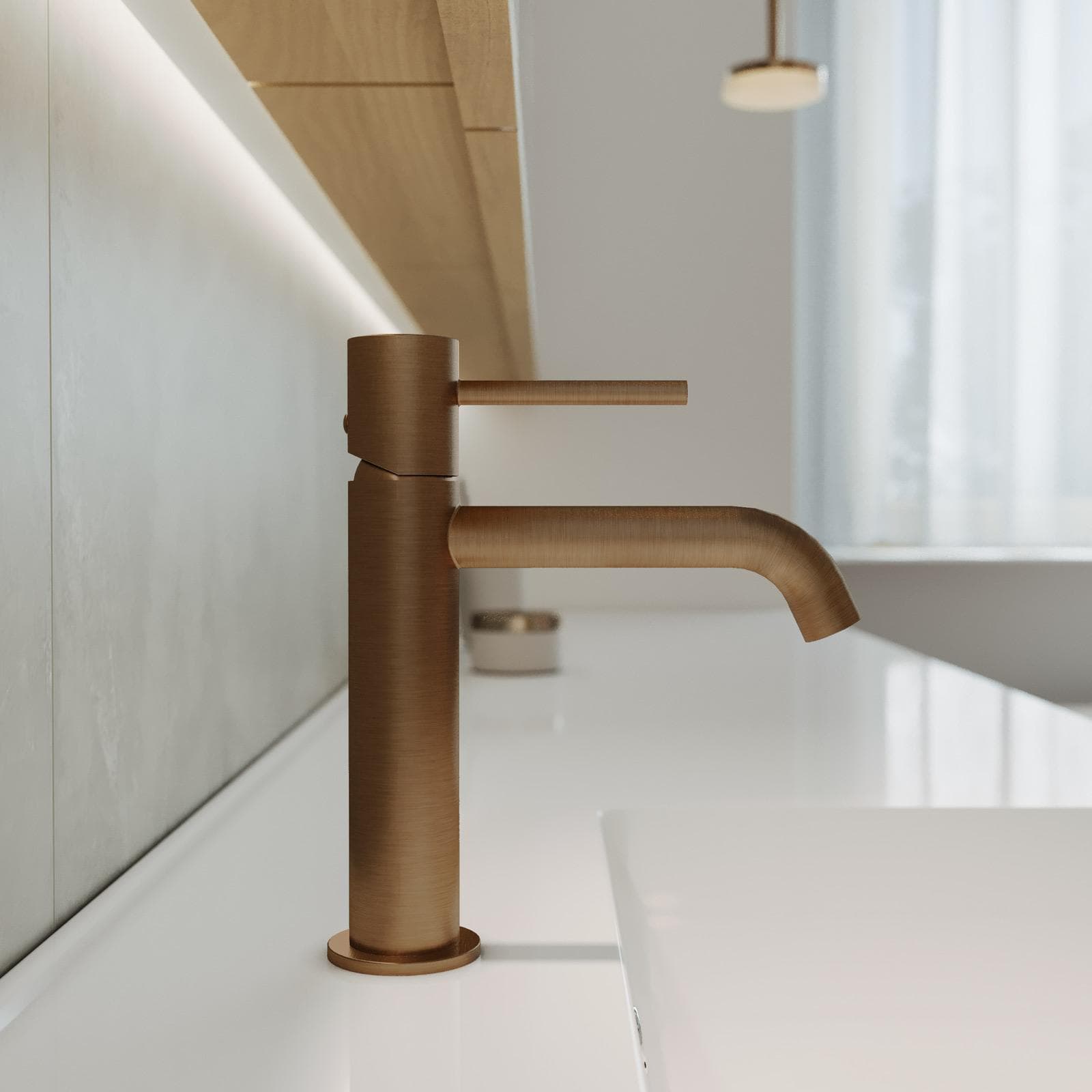 Miscelatore lavabo in ottone bronzo spazzolato anti-impronta - Oasis