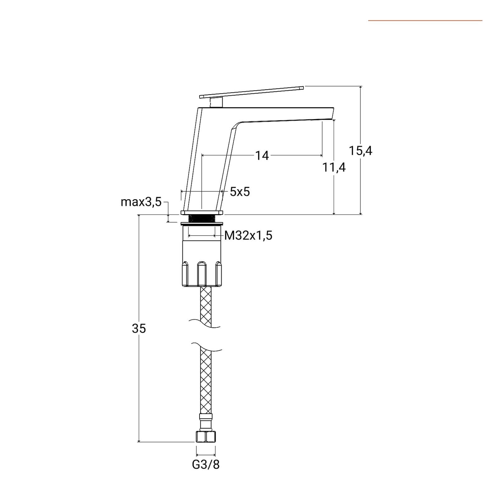 Miscelatore lavabo in ottone cromo - Thano