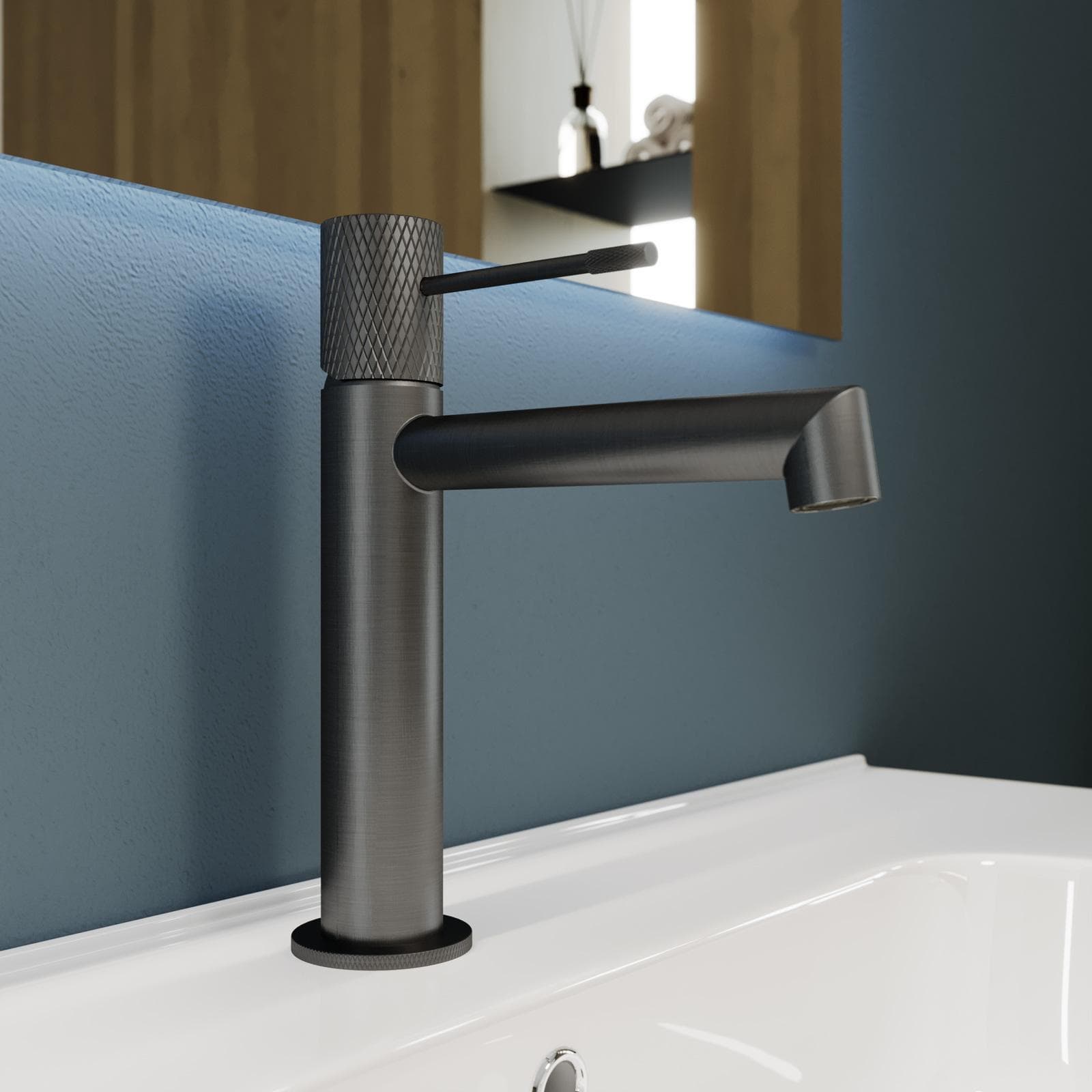 Miscelatore lavabo in ottone nero spazzolato anti-impronta - Crystal