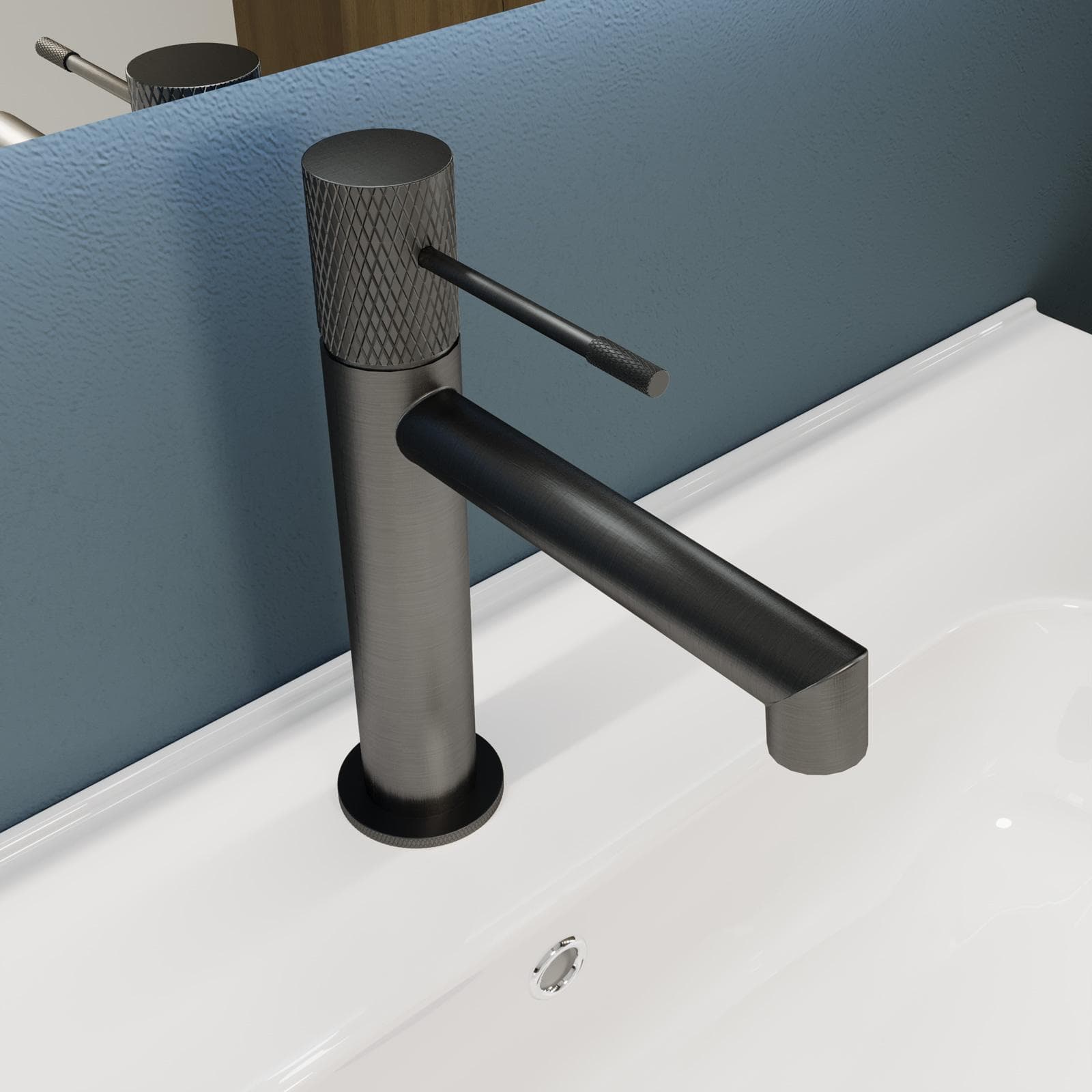 Miscelatore lavabo in ottone nero spazzolato anti-impronta - Crystal