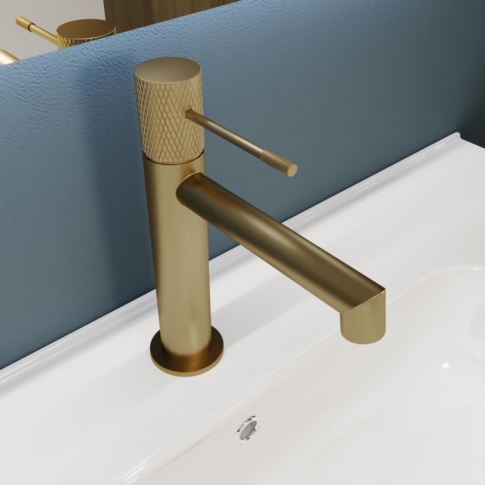 Miscelatore lavabo in ottone oro spazzolato anti-impronta - Crystal