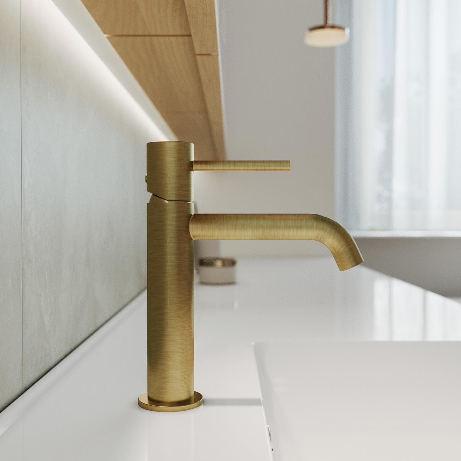 Miscelatore lavabo in ottone oro spazzolato anti-impronta - Oasis